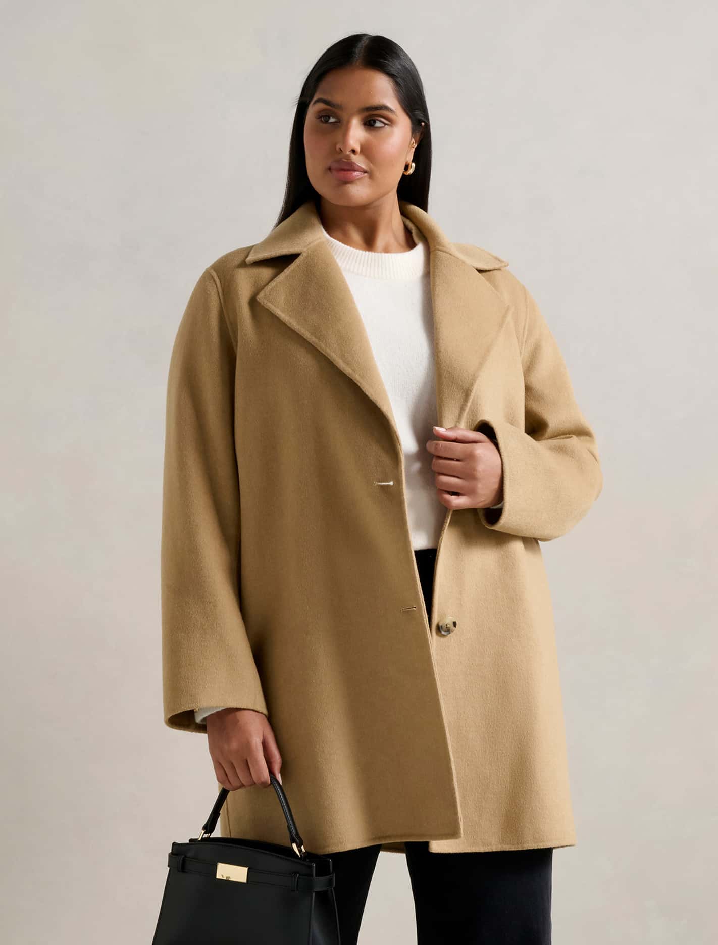 Madi Felled Mid Length Coat Camel
