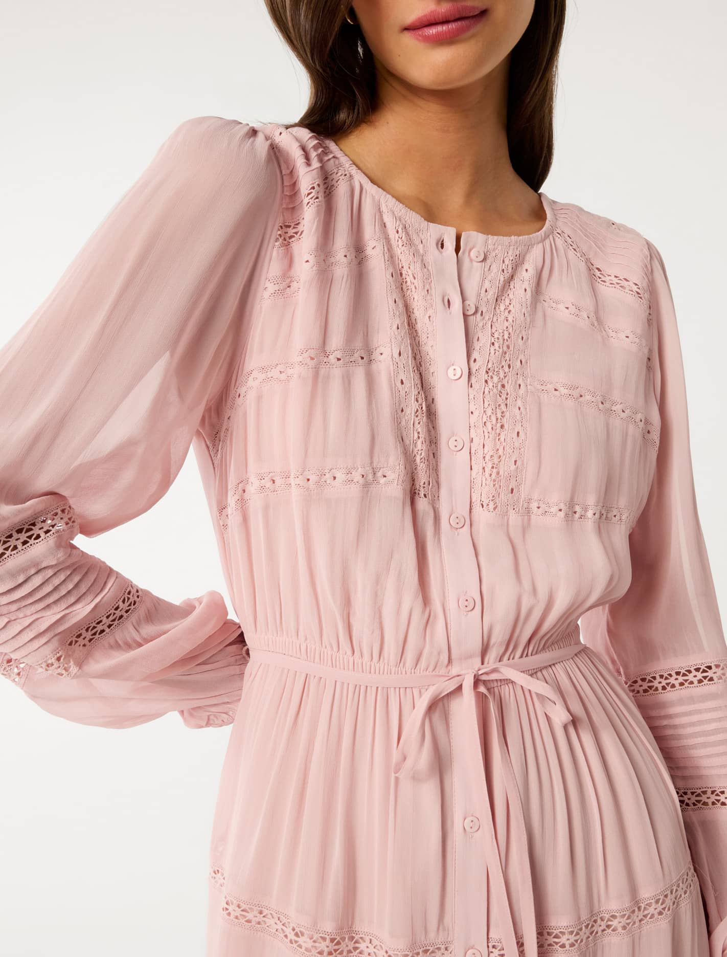 Frankie Lace Trim Dress Blush