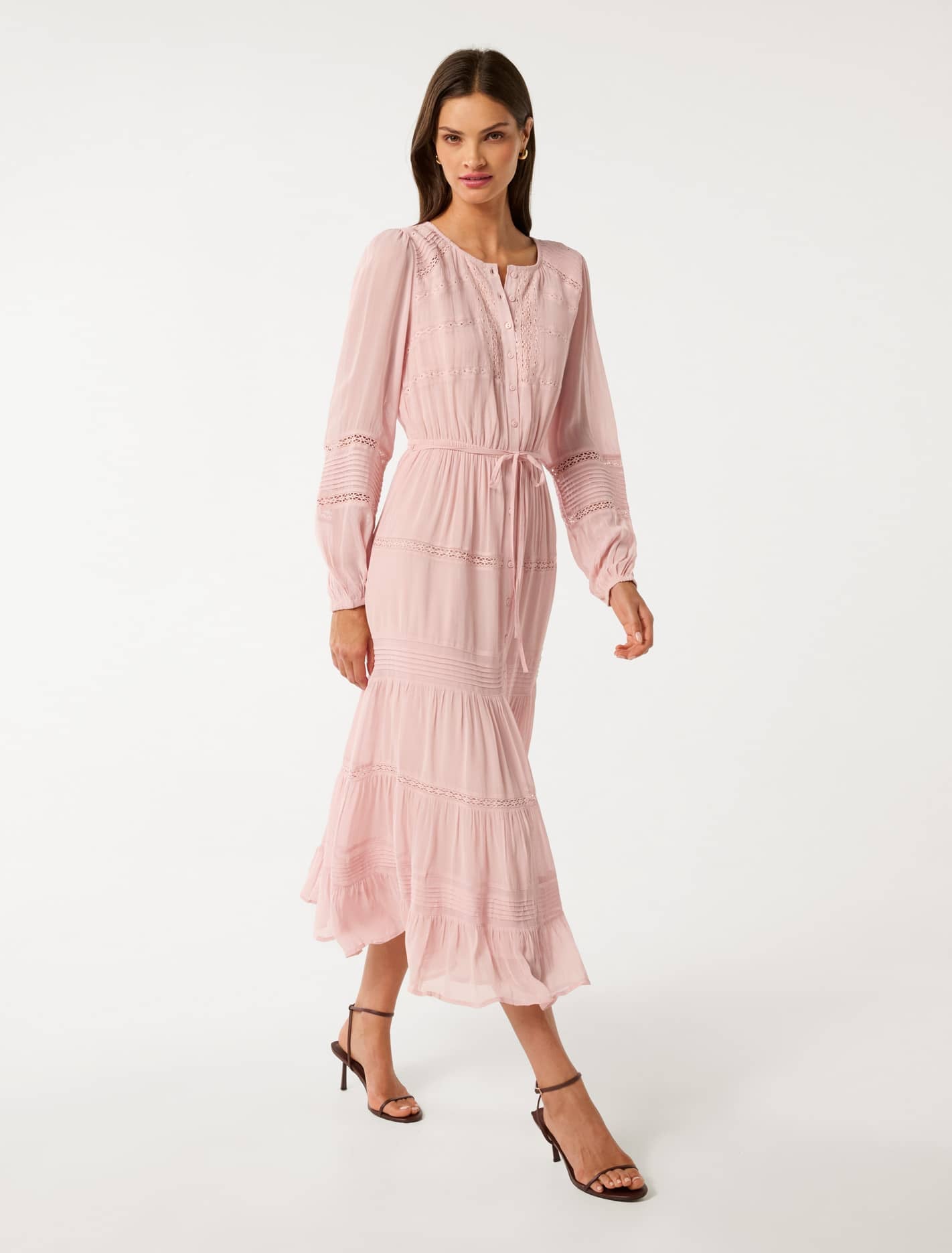 Frankie Lace Trim Dress Blush