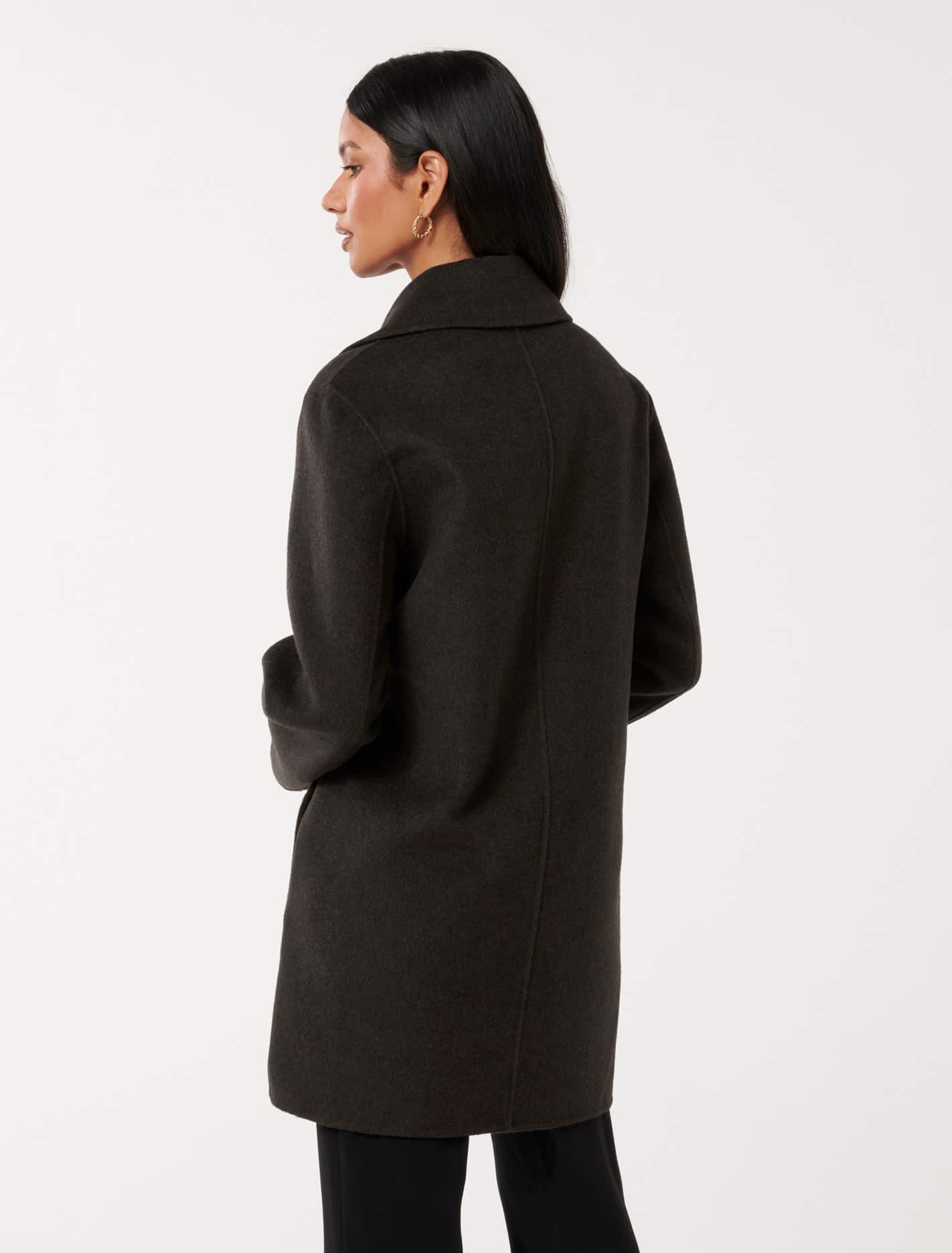 Madi Petite Felled Mid Length Coat Chocolate