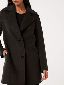 Madi Petite Felled Mid Length Coat Chocolate