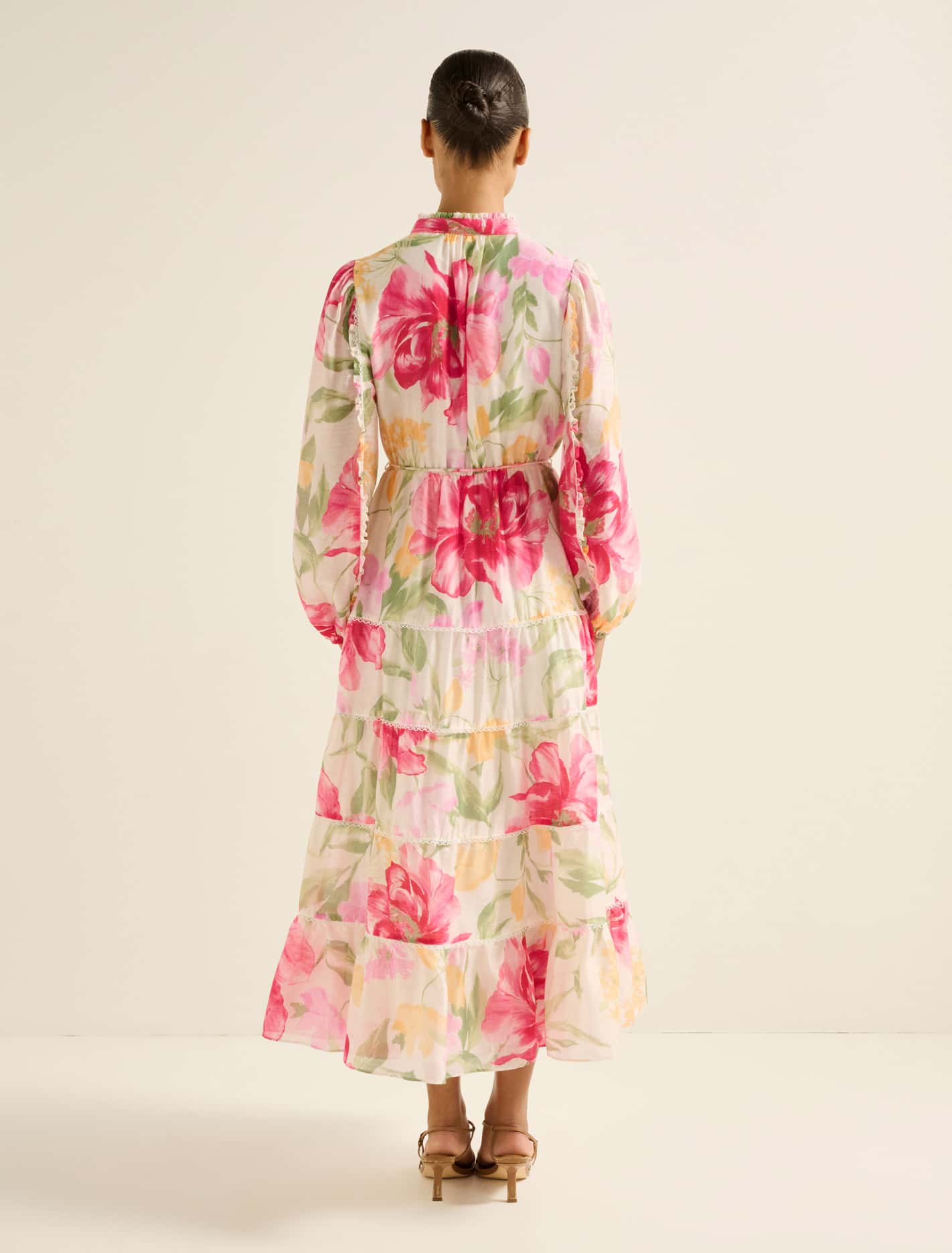 Jessie Button-Down Midi Dress Red Lyell Floral