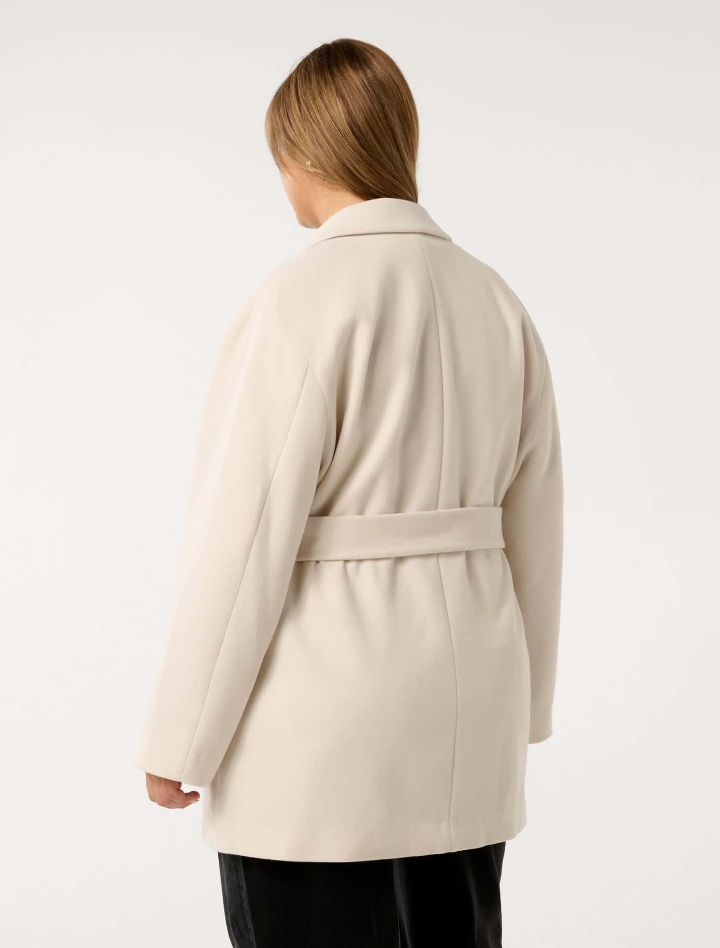 Adele Curve Wrap Coat Cream