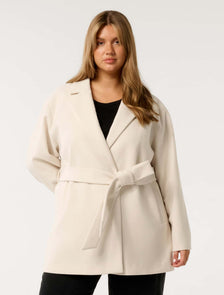 Adele Curve Wrap Coat Cream