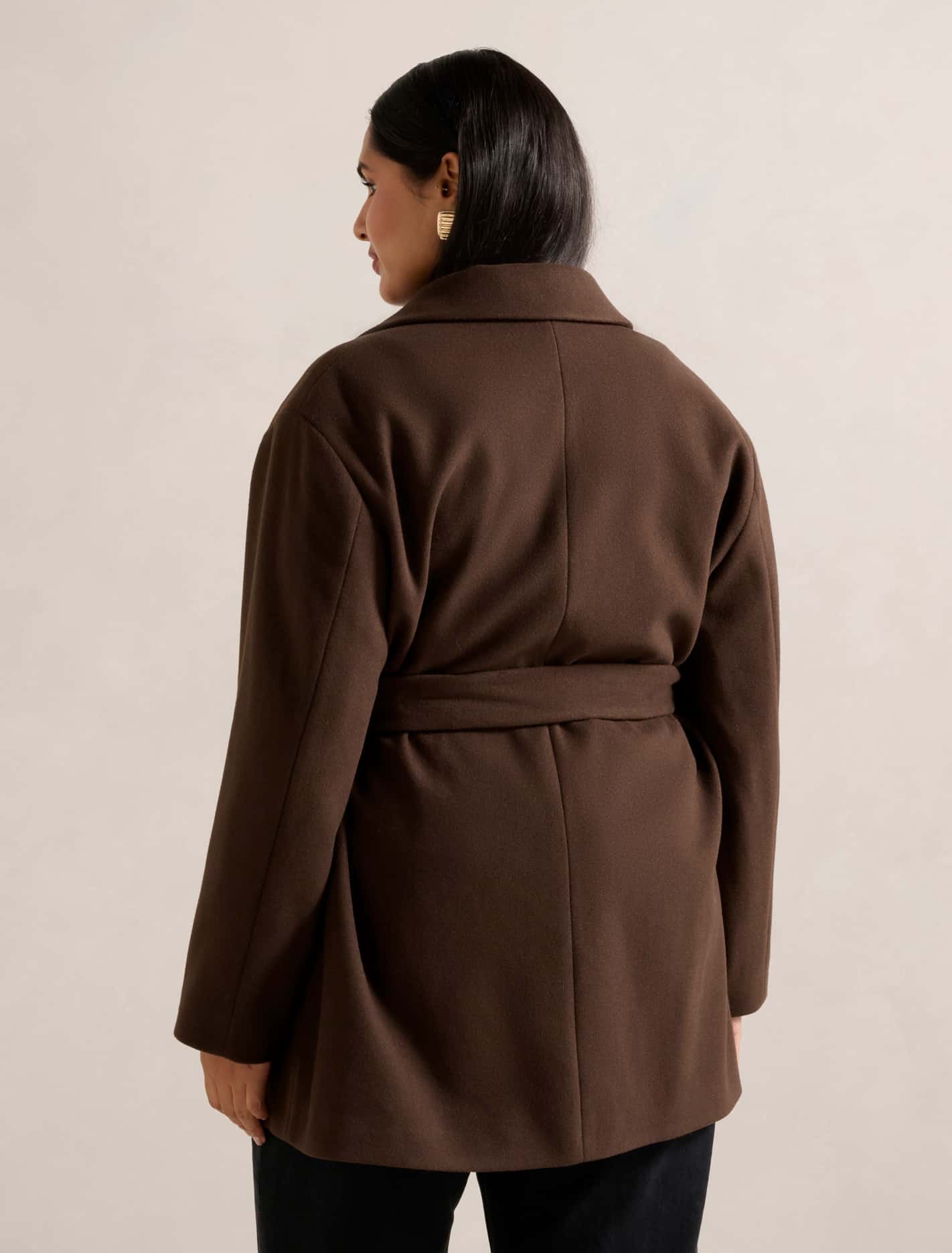 Adele Curve Wrap Coat Chocolate