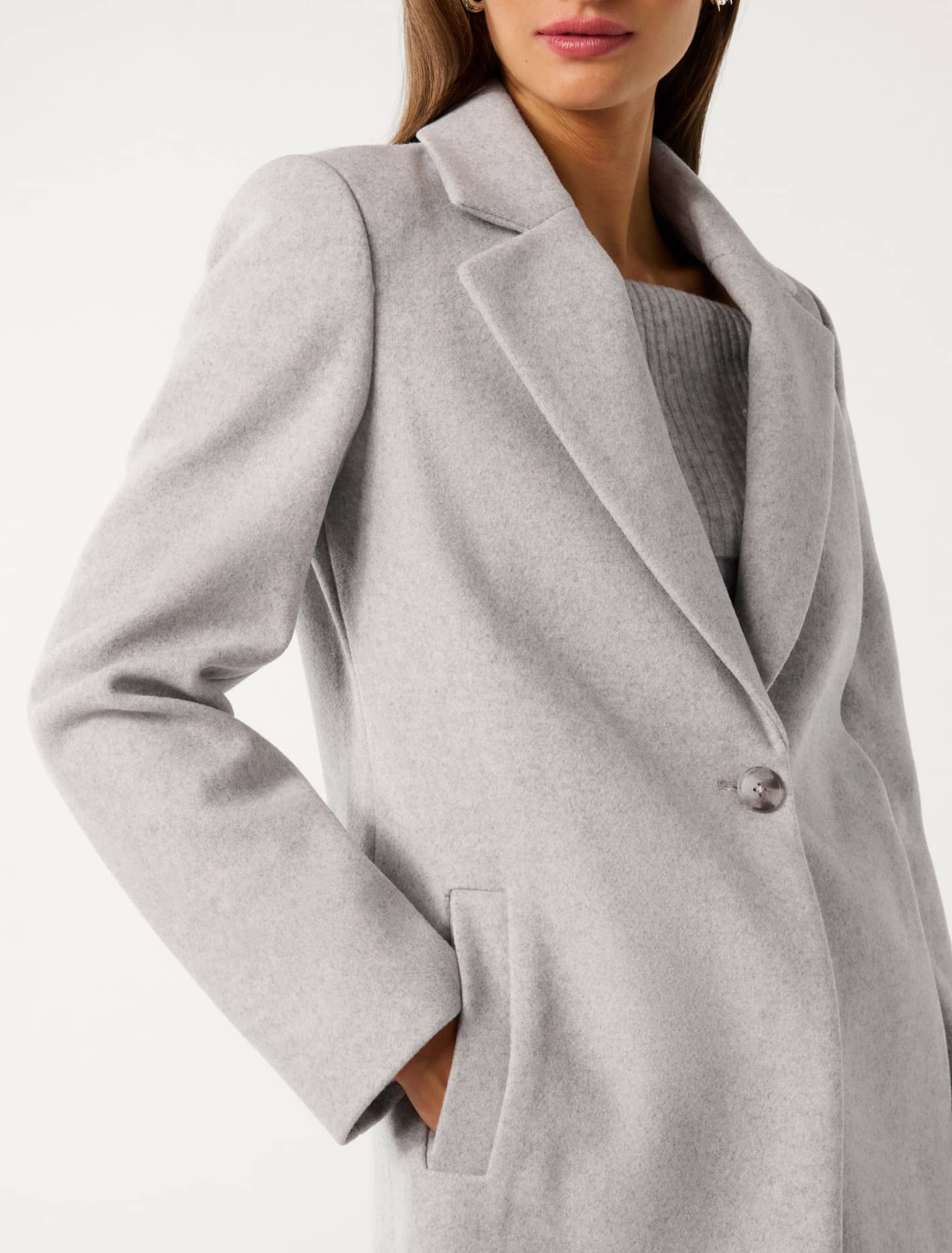 Cassie Single Breasted Coatigan Soft Grey Marle