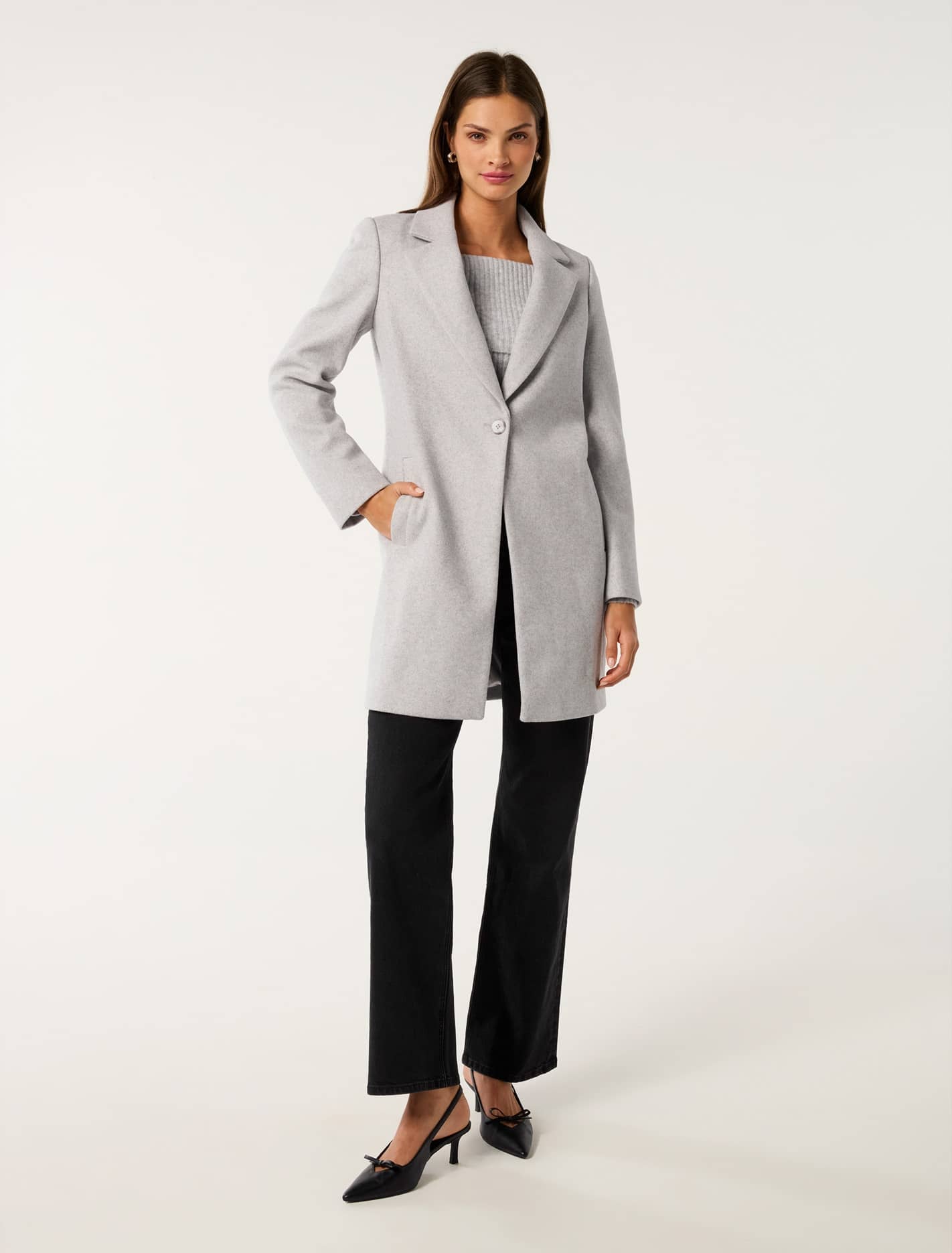 Cassie Single Breasted Coatigan Soft Grey Marle