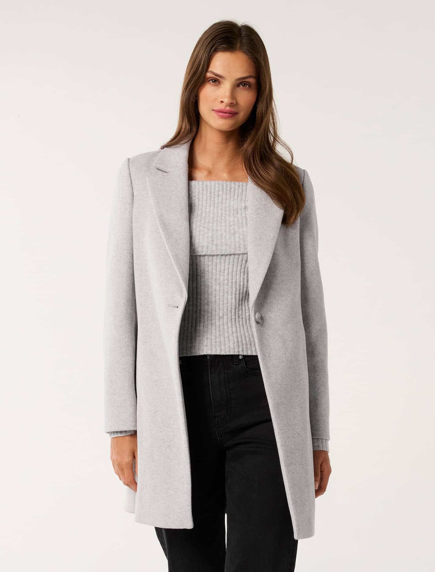 Cassie Single Breasted Coatigan Soft Grey Marle