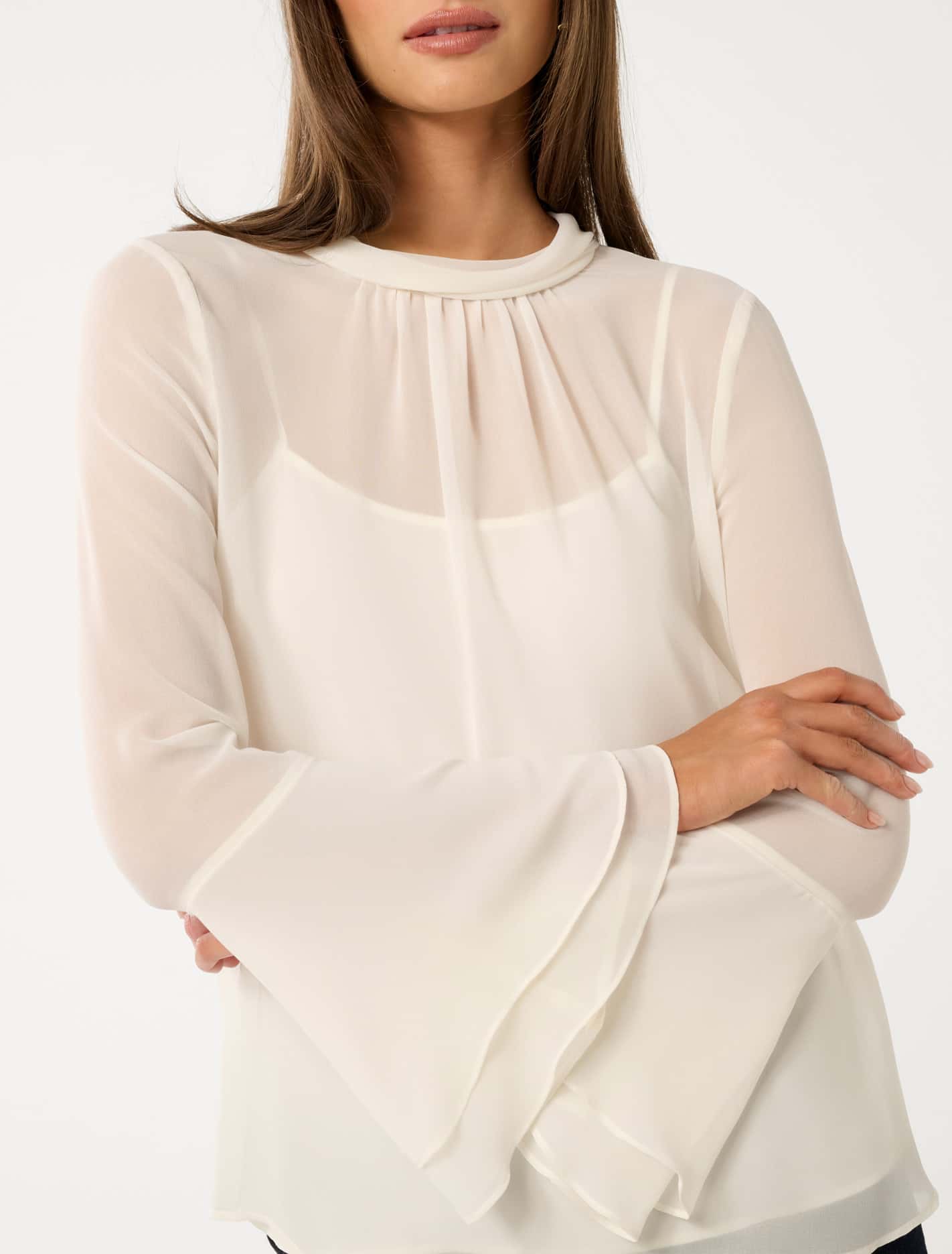 Edwina Sheer Blouse Porcelain