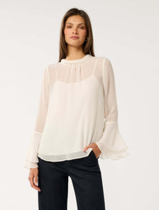 Edwina Sheer Blouse Porcelain