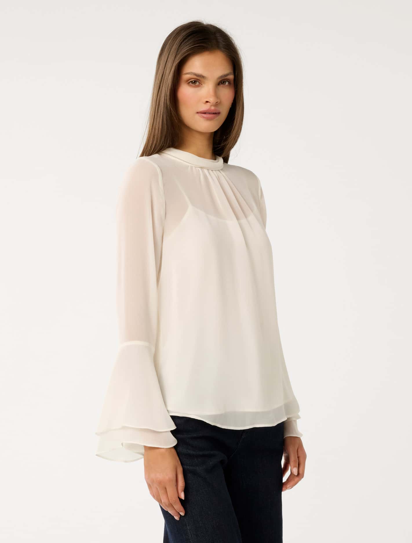 Edwina Sheer Blouse Porcelain