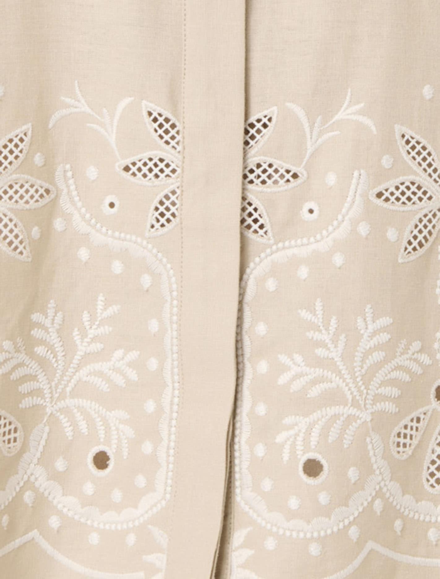 April Embroidered Shirt Tan Palmette Co-ord