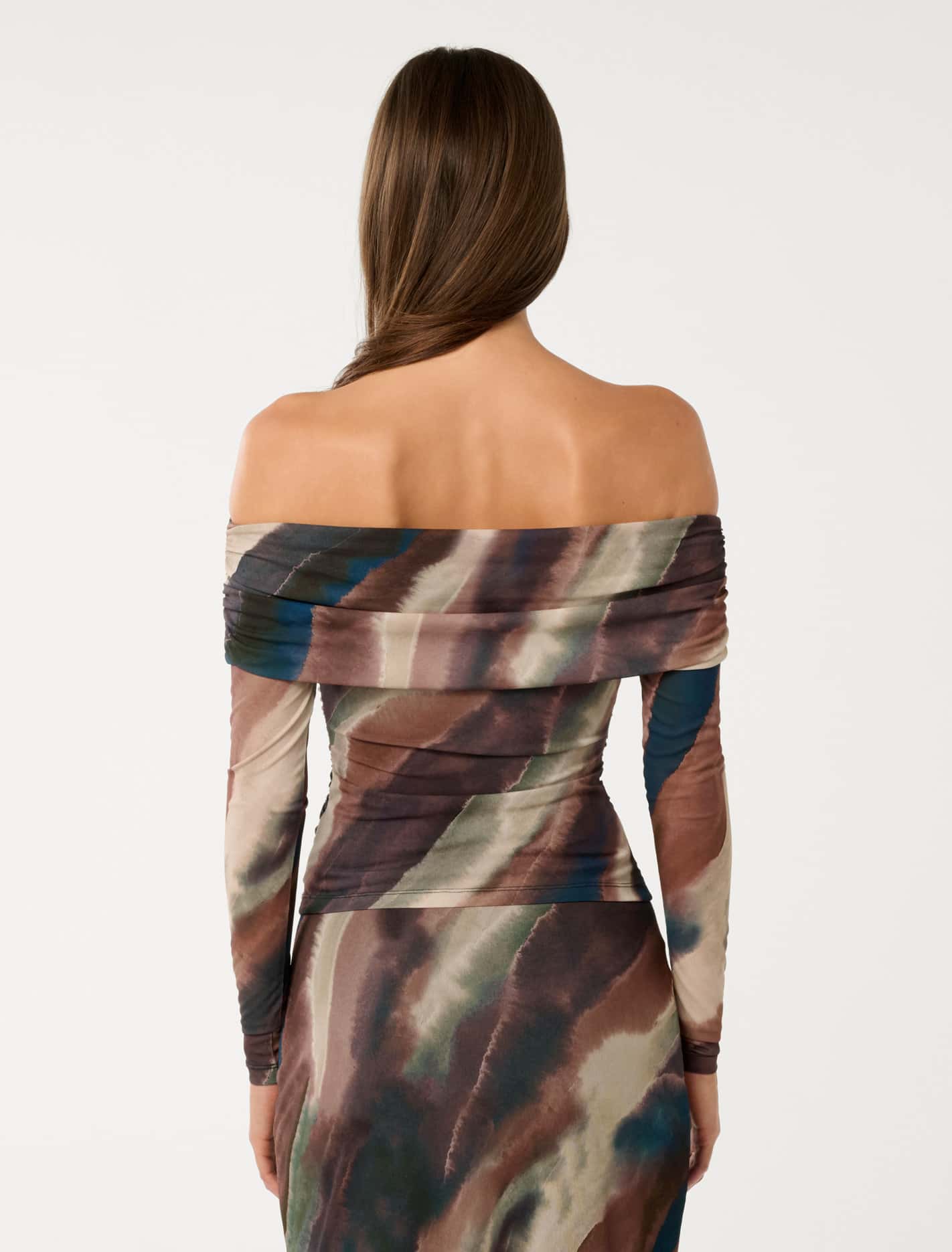 Kaia Mesh Ruched Top Maren Abstract Co-ord