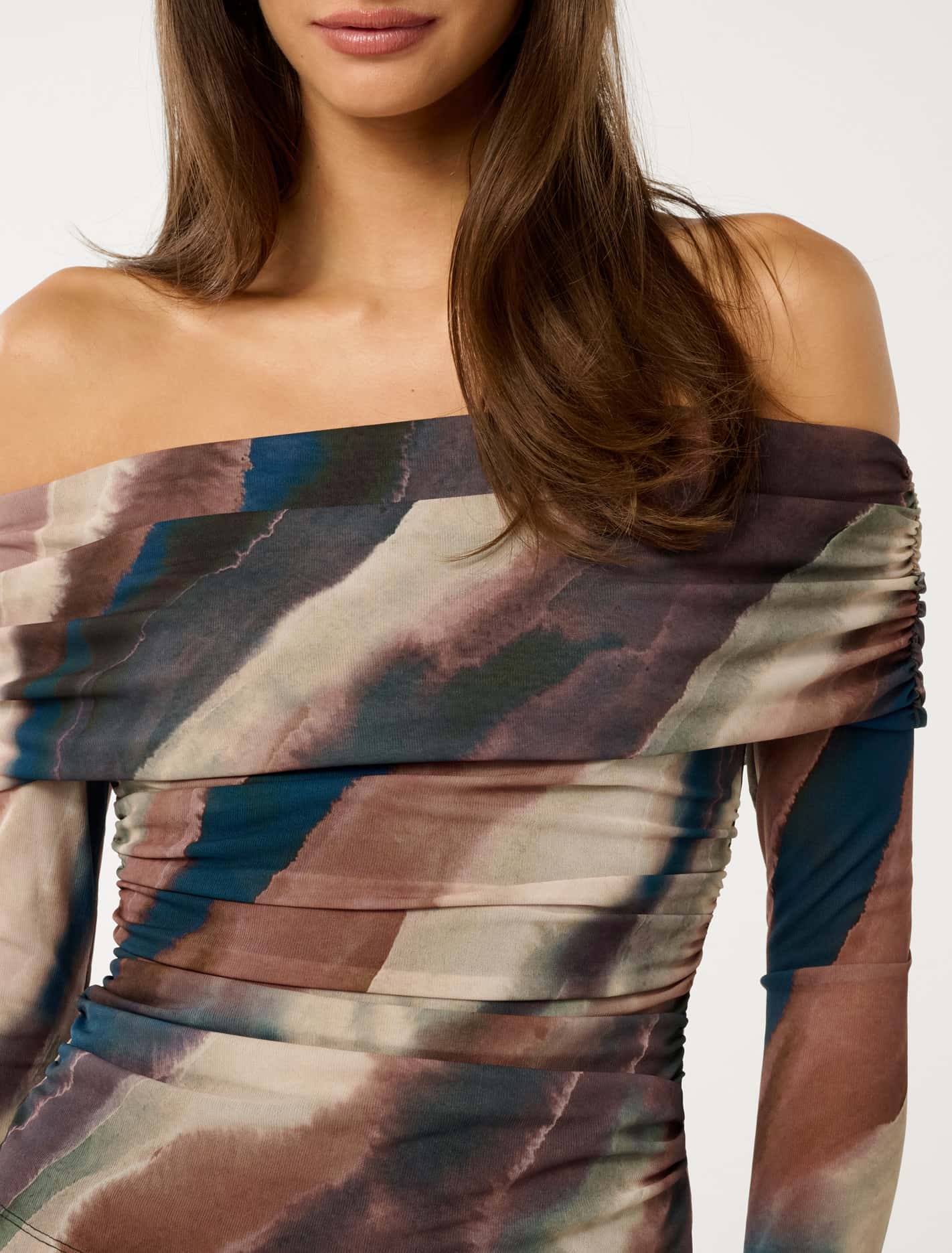 Kaia Mesh Ruched Top Maren Abstract Co-ord