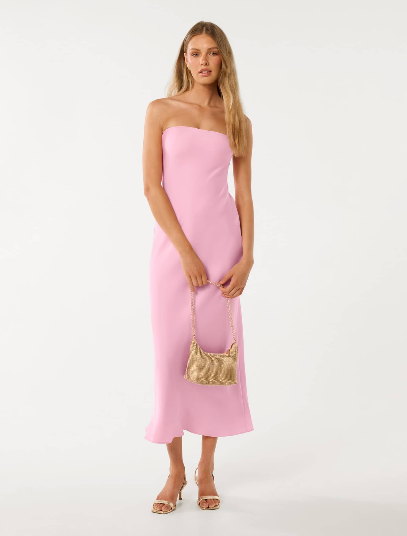 Nicola Strapless Satin Maxi Sweet Pink
