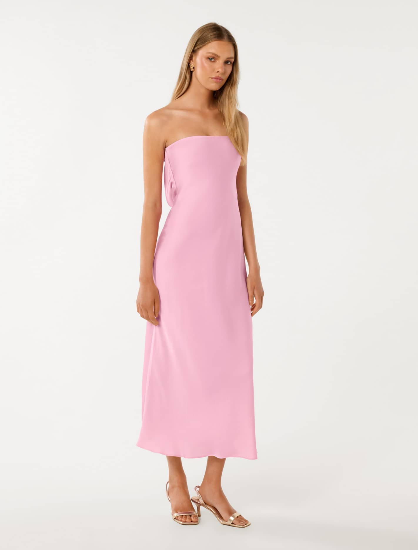 Nicola Strapless Satin Maxi Sweet Pink