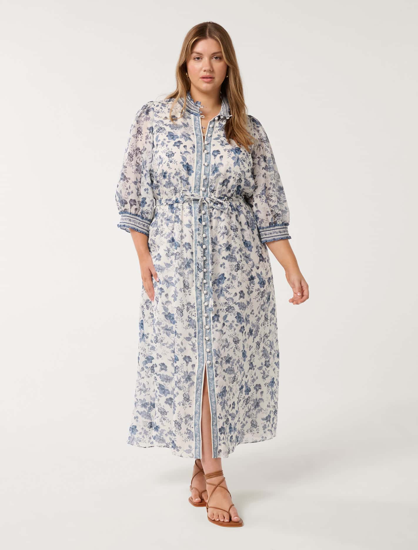 Rochelle Curve Short Sleeve Midi Dress Rani Chintz