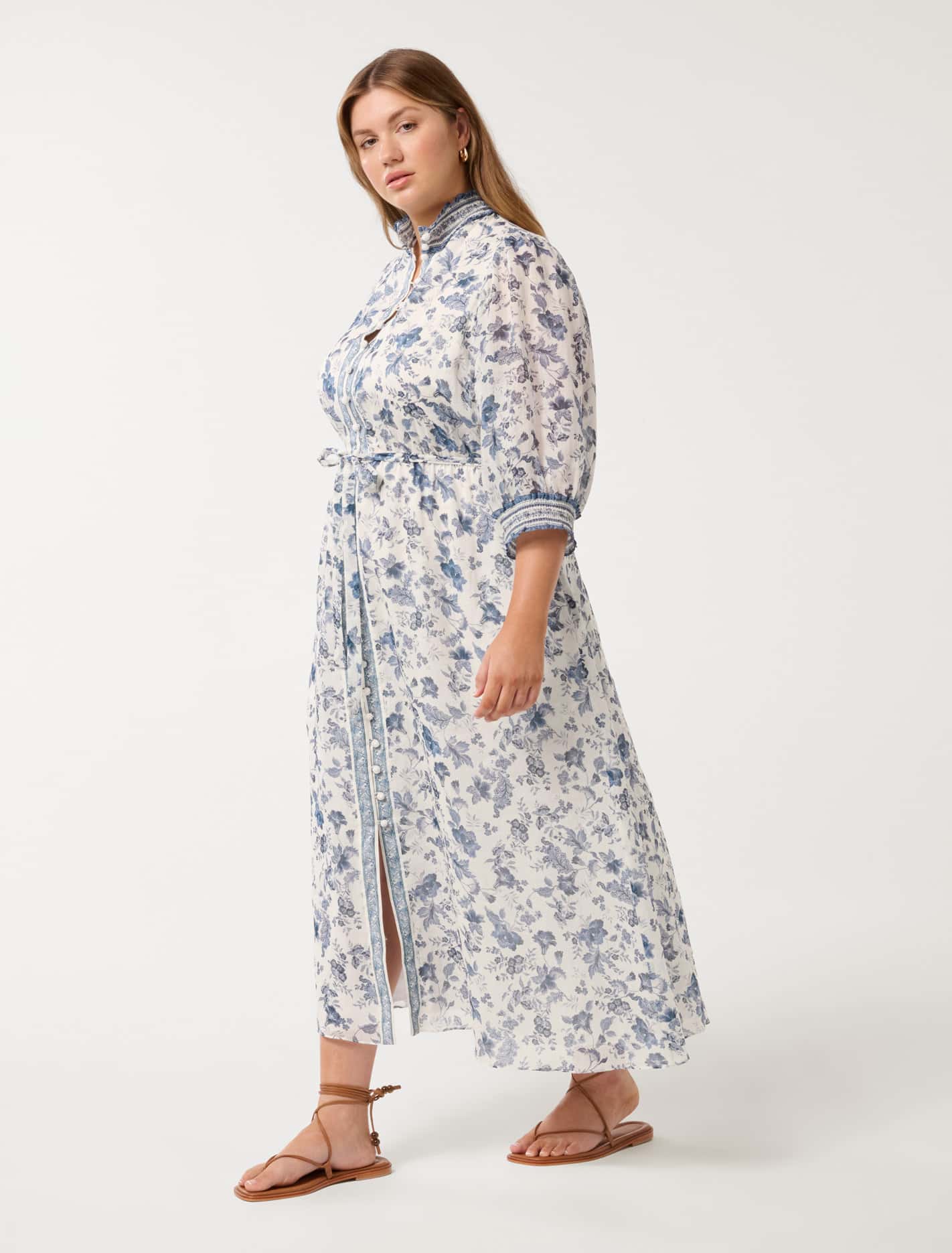 Rochelle Curve Short Sleeve Midi Dress Rani Chintz