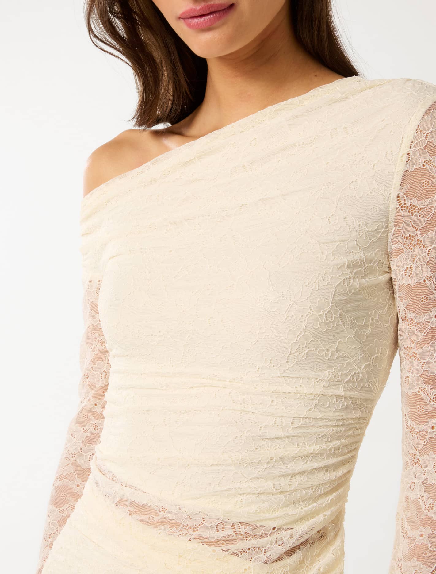 Khai Asymmetrical Lace Top Vintage Cream Co-ord