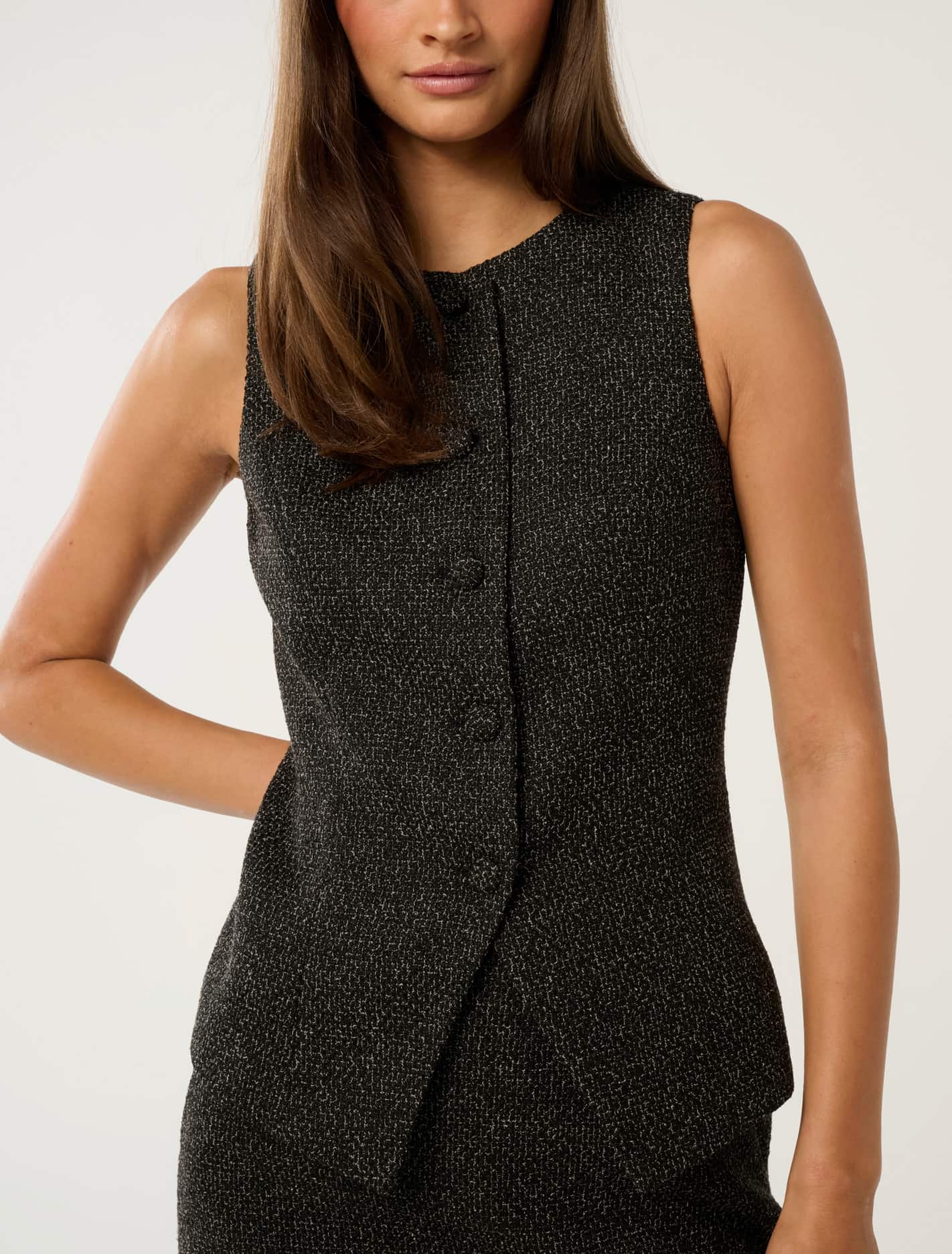 Autumn Textured Waistcoat Black Fleck Set