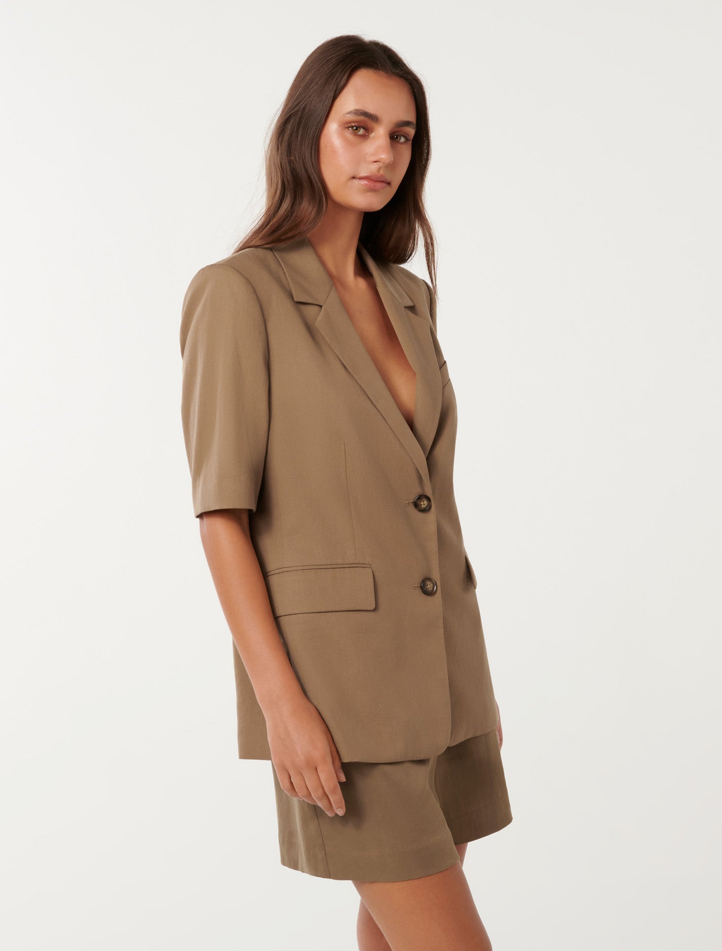 Bowie Short Sleeve Jacket Soft Mocha Suit
