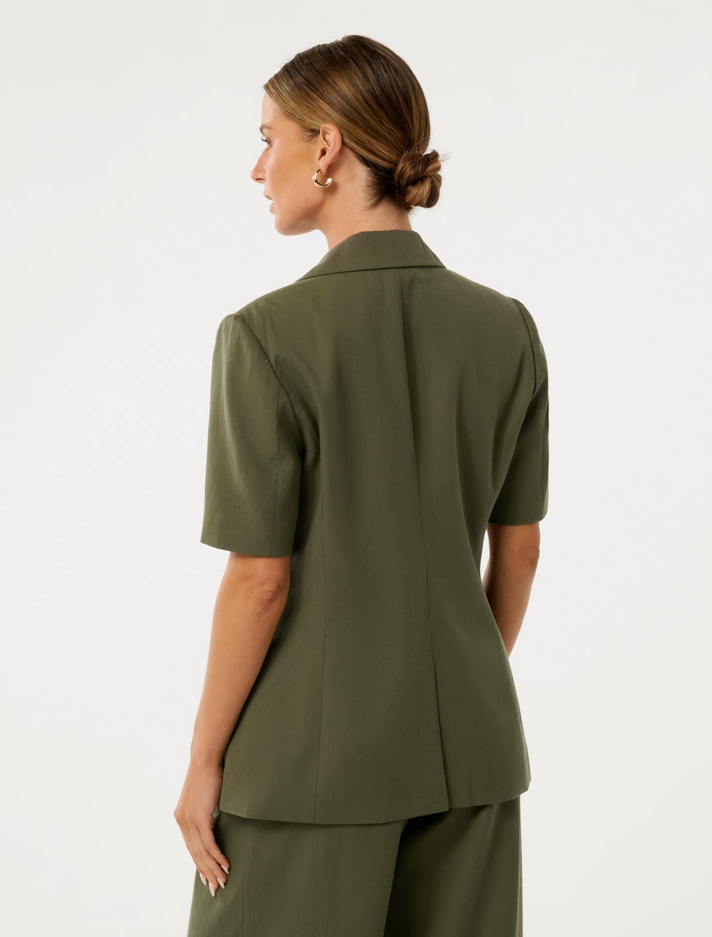 Bowie Petite Short Sleeve Jacket Khaki Suit