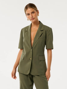 Bowie Petite Short Sleeve Jacket Khaki Suit