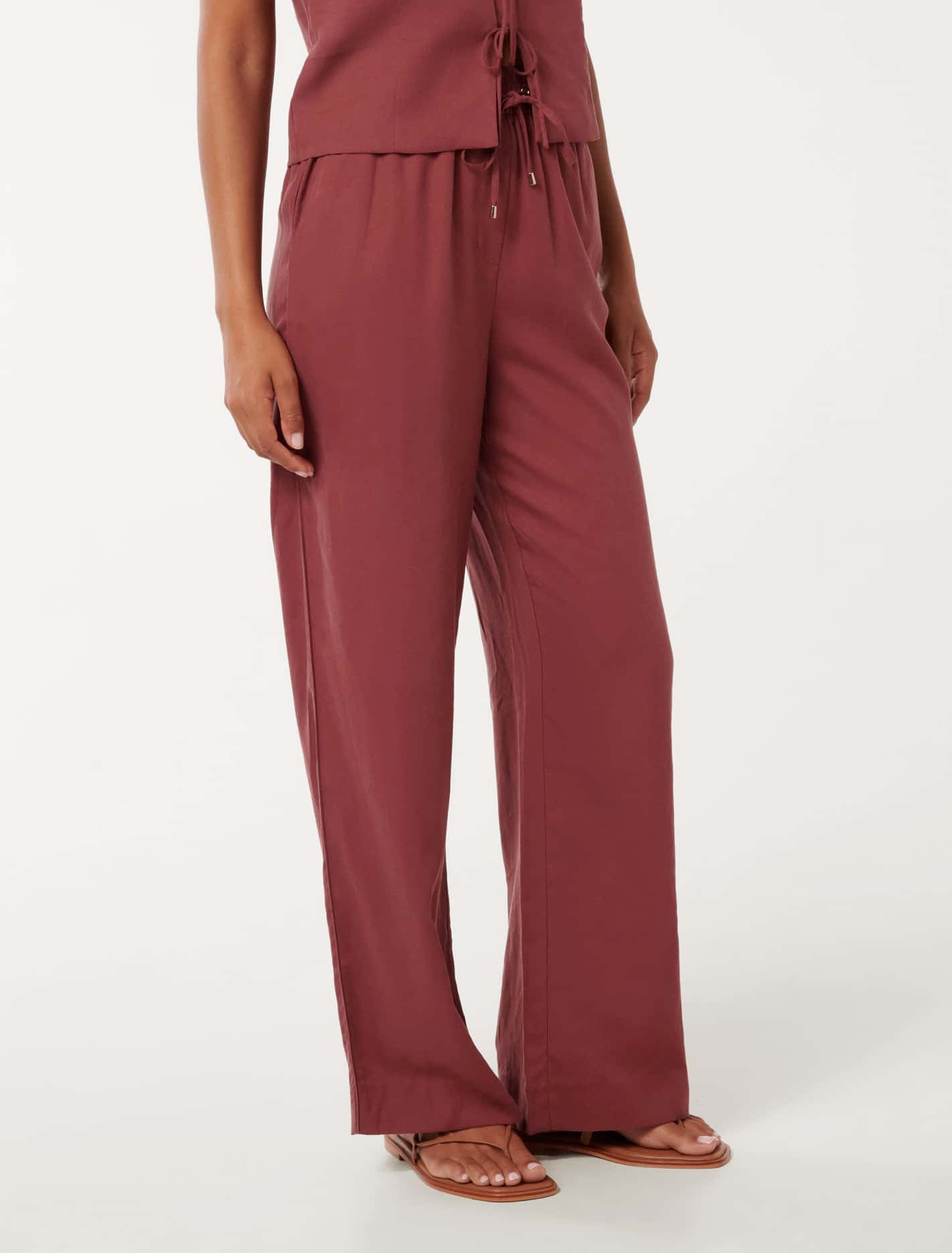 Erica Drawstring Straight Leg Pant Winery Co-ord