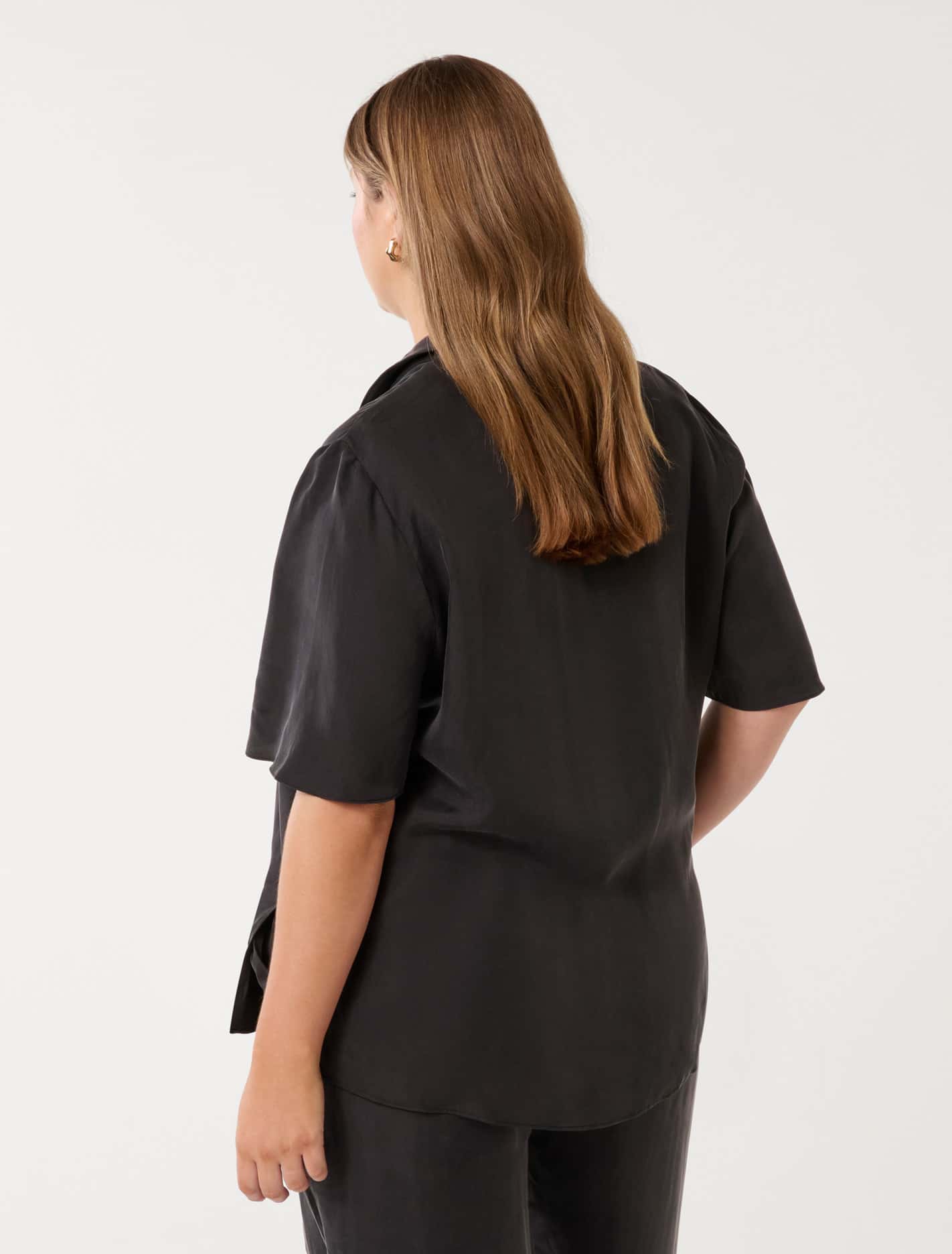 Betsy Curve Cupro Shirt Black Co-Ord