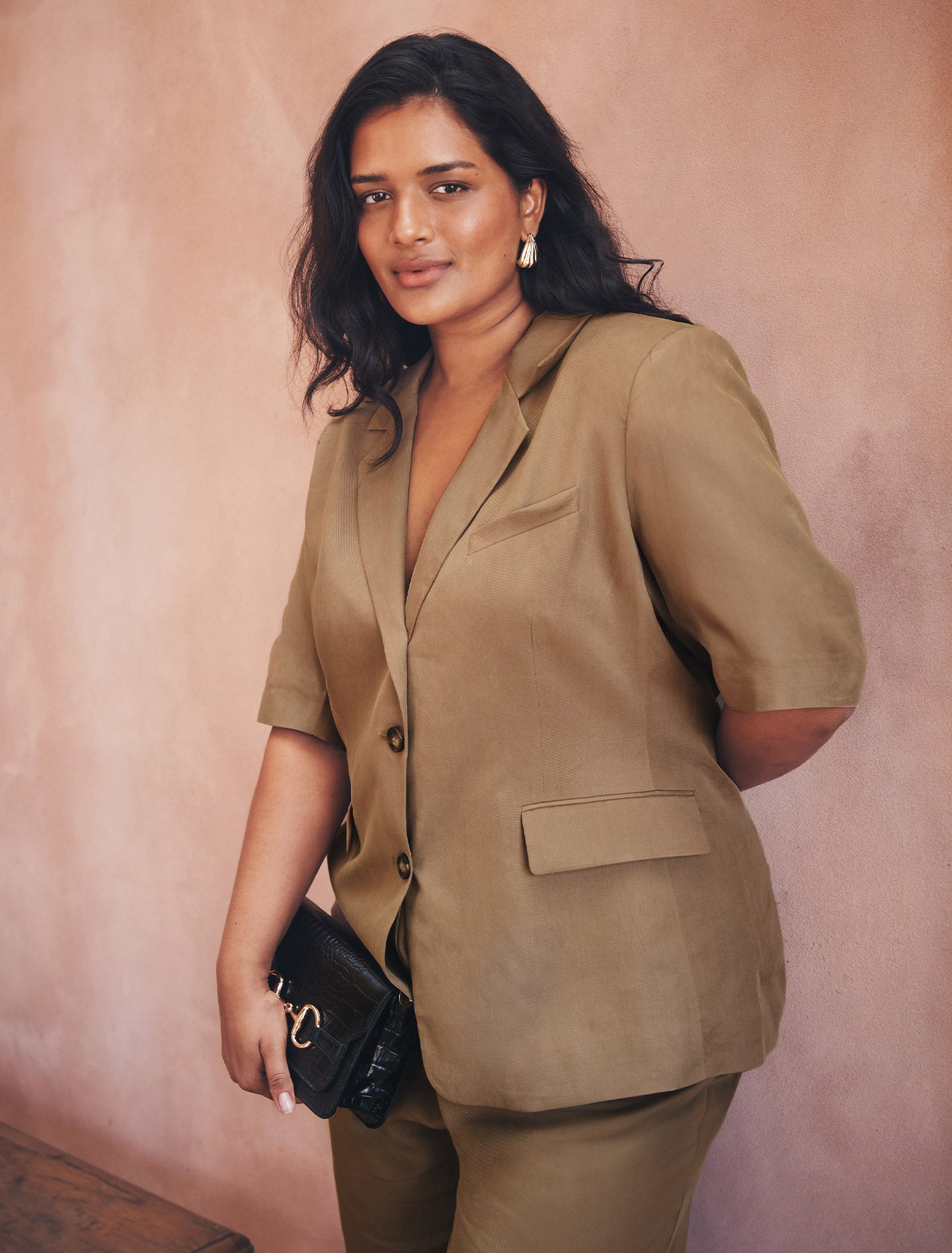 Bowie Curve Short Sleeve Jacket Soft Mocha Suit