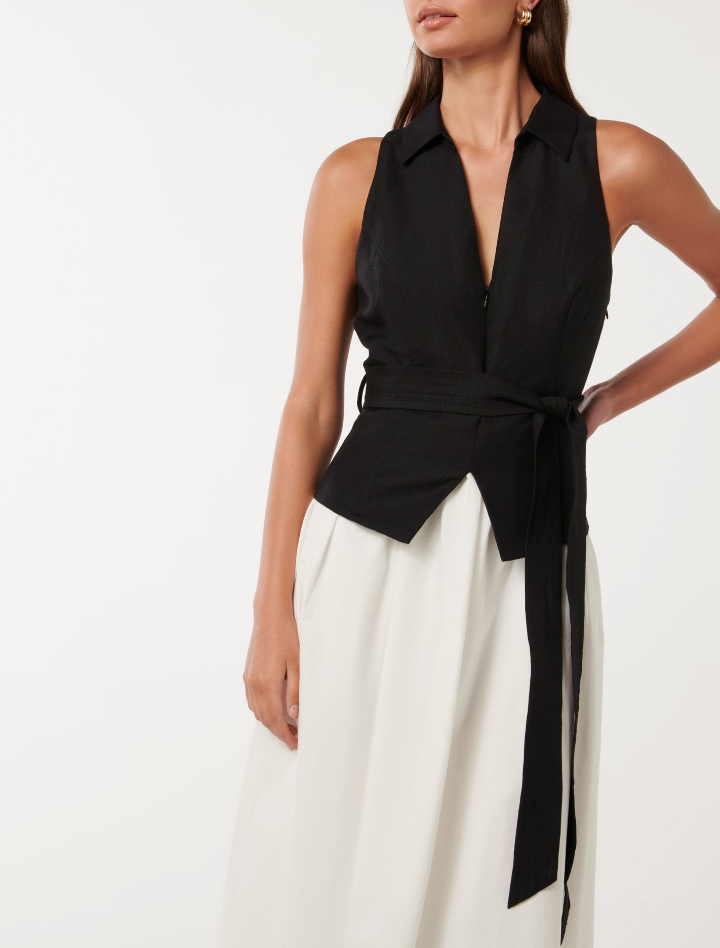 Liana 2 in 1 Collared Midi Black & White