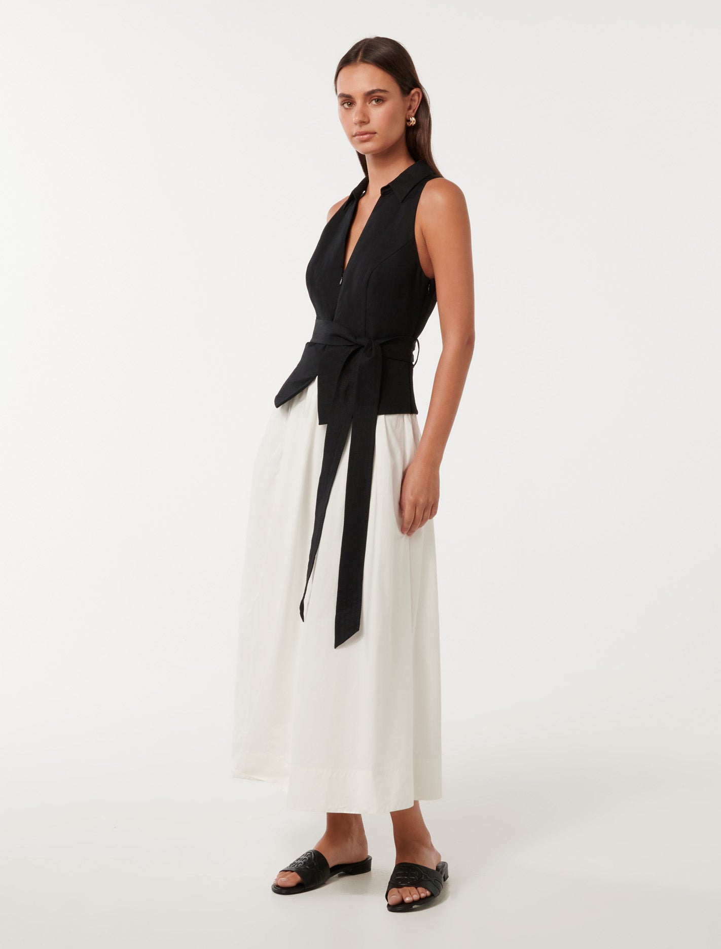 Liana 2 in 1 Collared Midi Black & White