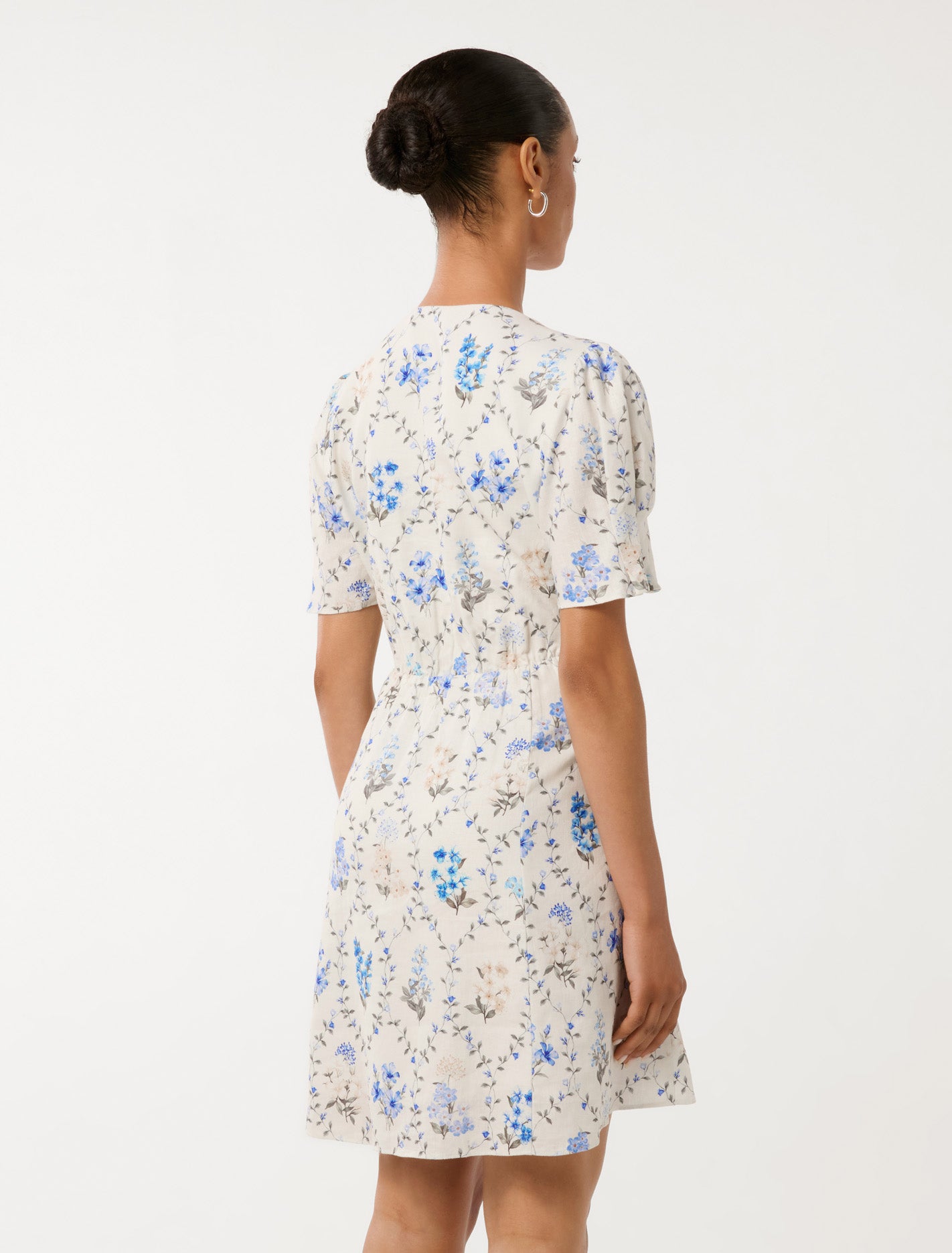 Berna Petite Printed Mini Dress Blue Garden Trellis