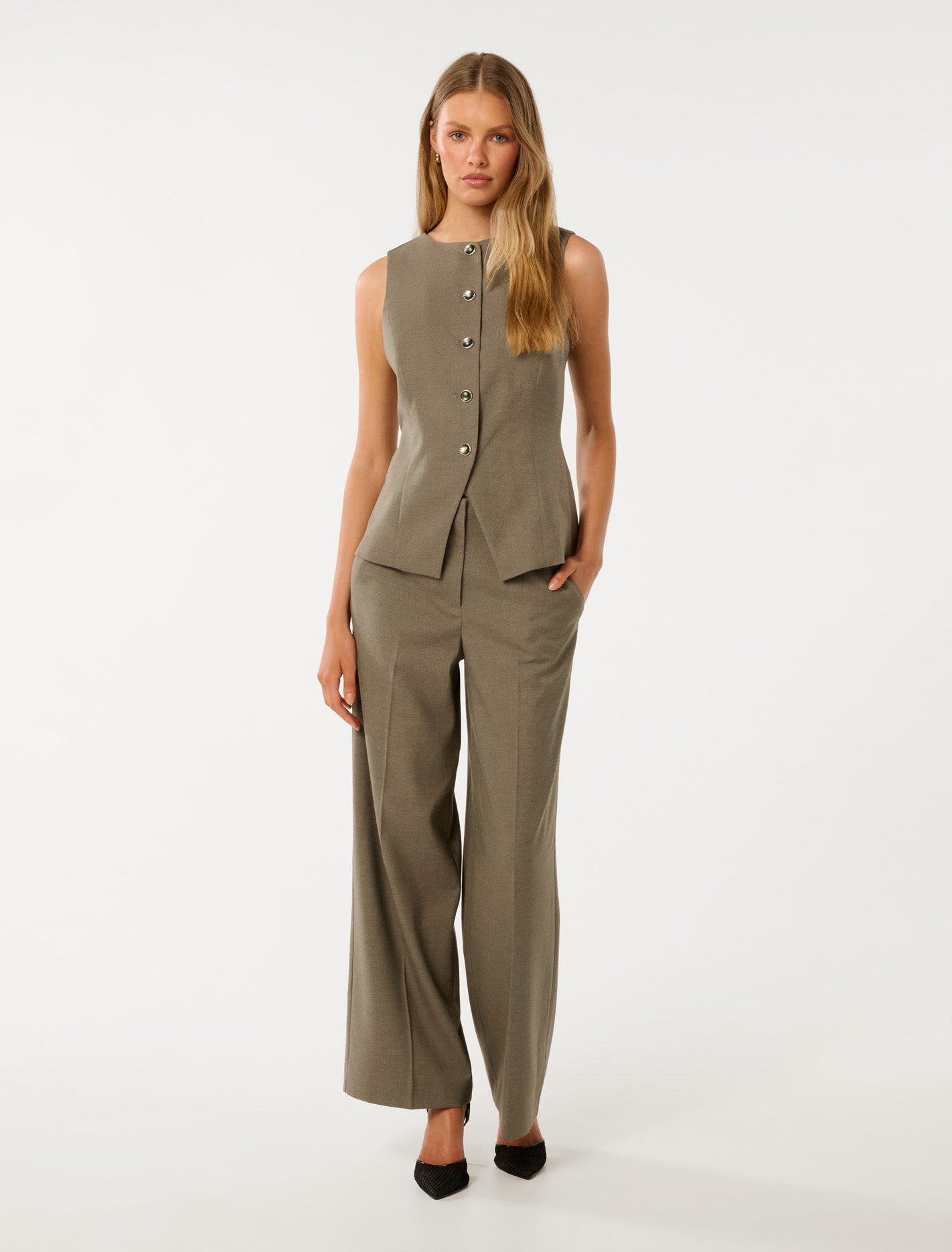 Toni High-Neck Waistcoat Burnt Sage Suit