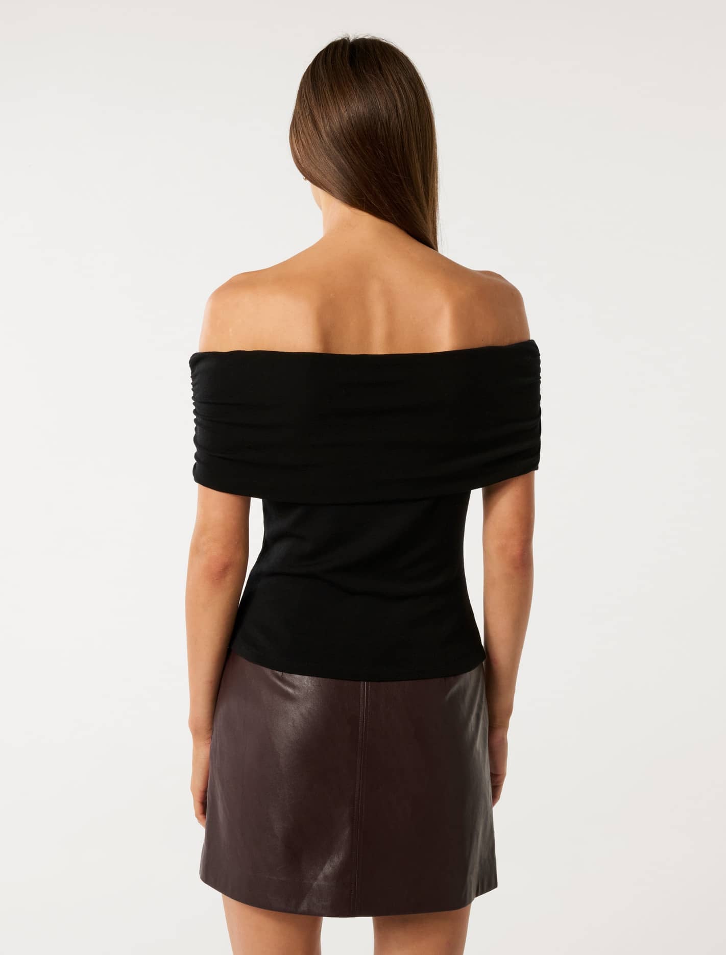 Kyla Wool Blend Bardot Top Black