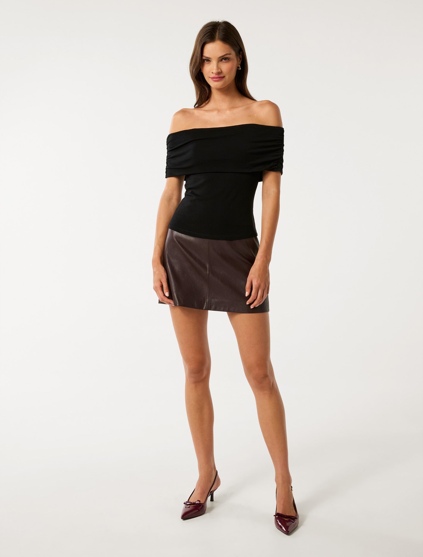 Kyla Wool Blend Bardot Top Black