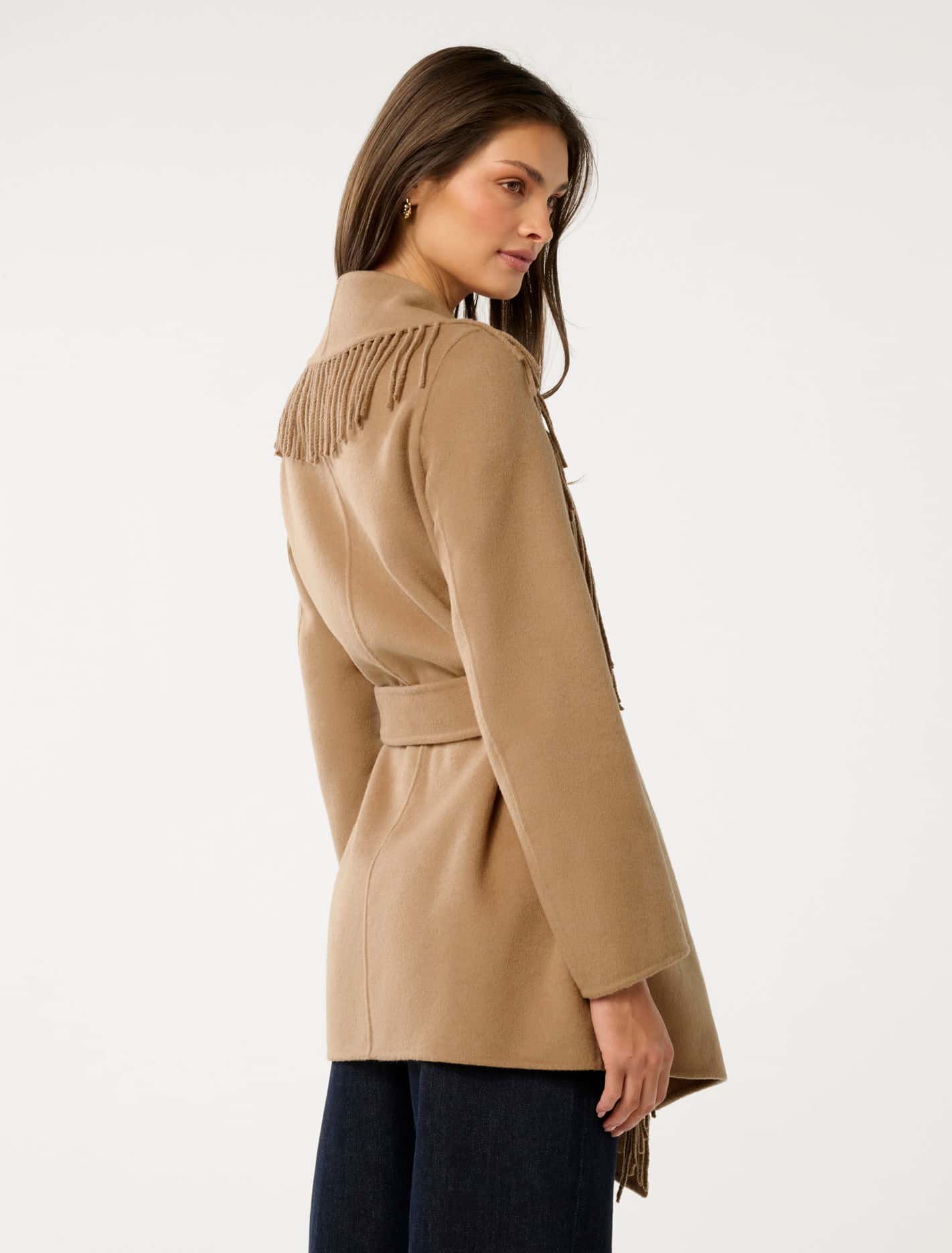 Arlena Tassel Wrap Coat Camel