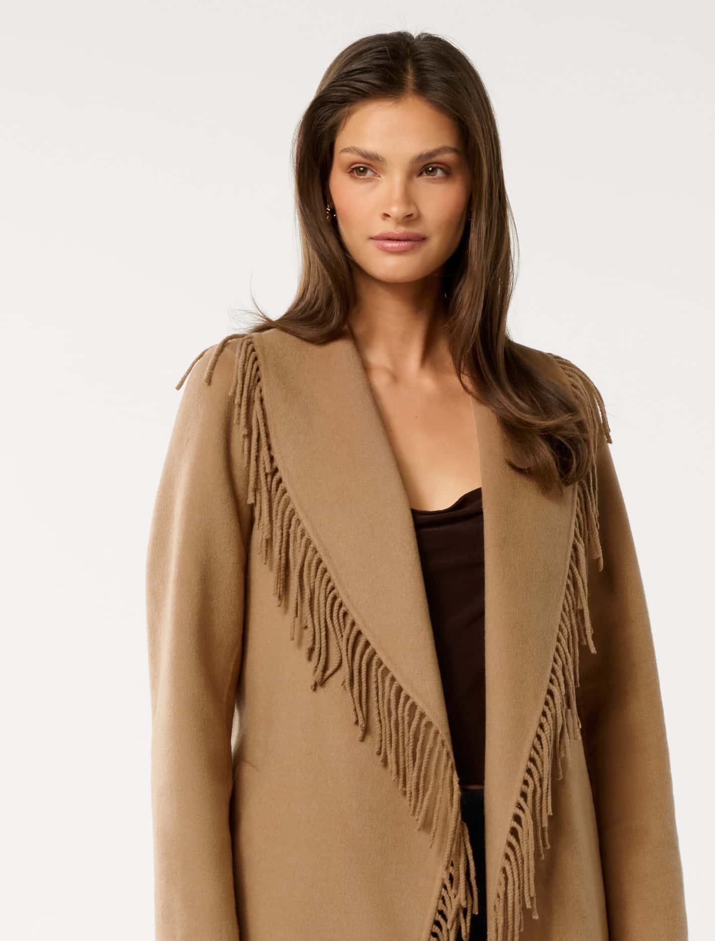 Arlena Tassel Wrap Coat Camel