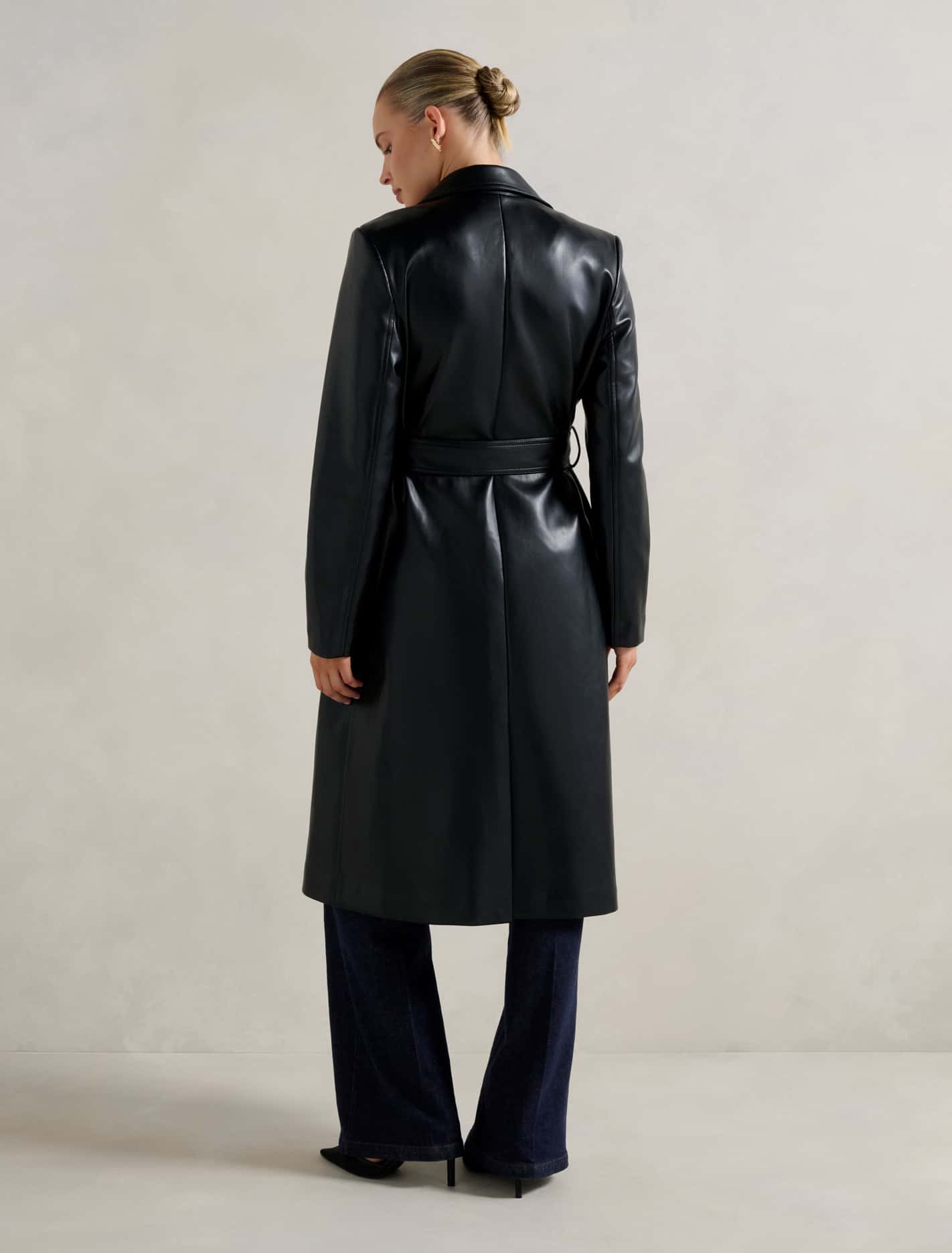Gabbi Vegan Leather Trench Coat Black
