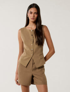 Bea Snap Front Vest Mocha