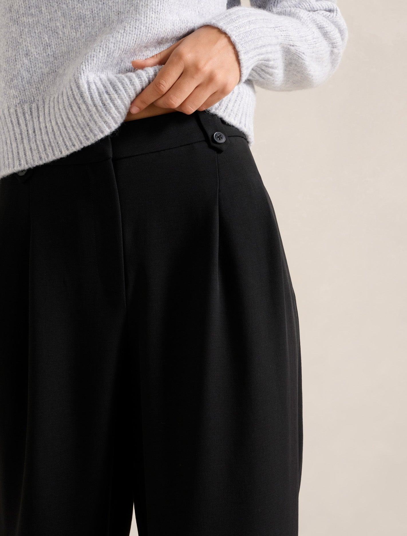 Desiree Button Straight Leg Pant Black