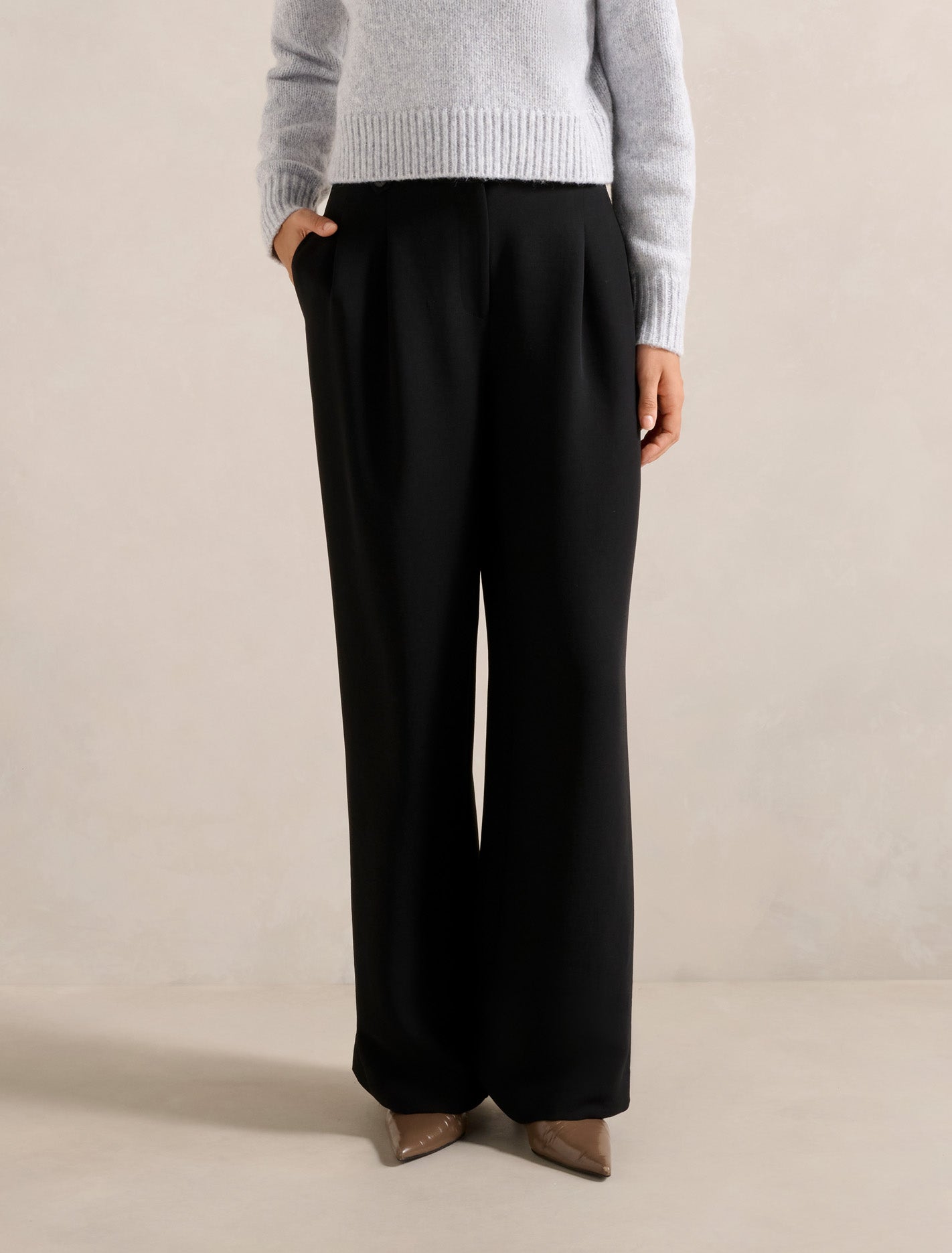 Desiree Button Straight Leg Pant Black