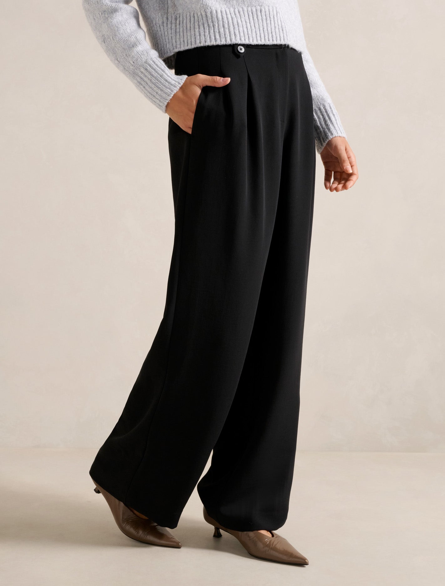Desiree Button Straight Leg Pant Black
