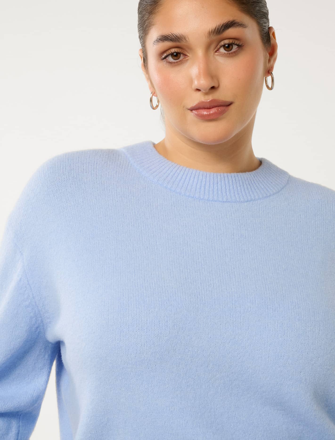 Millie Curve Crew Neck Jumper Dusty Blue