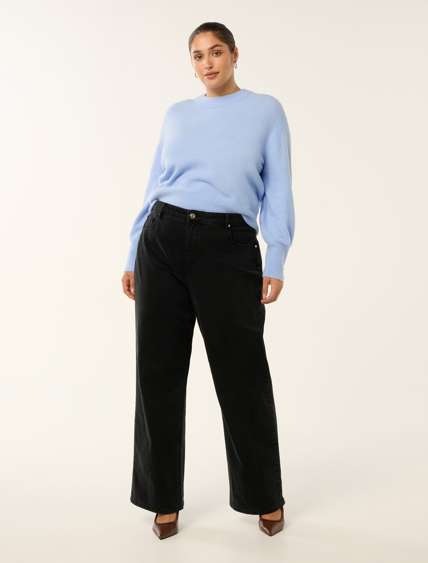 Millie Curve Crew Neck Jumper Dusty Blue