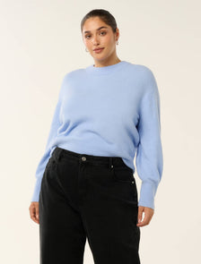 Millie Curve Crew Neck Jumper Dusty Blue
