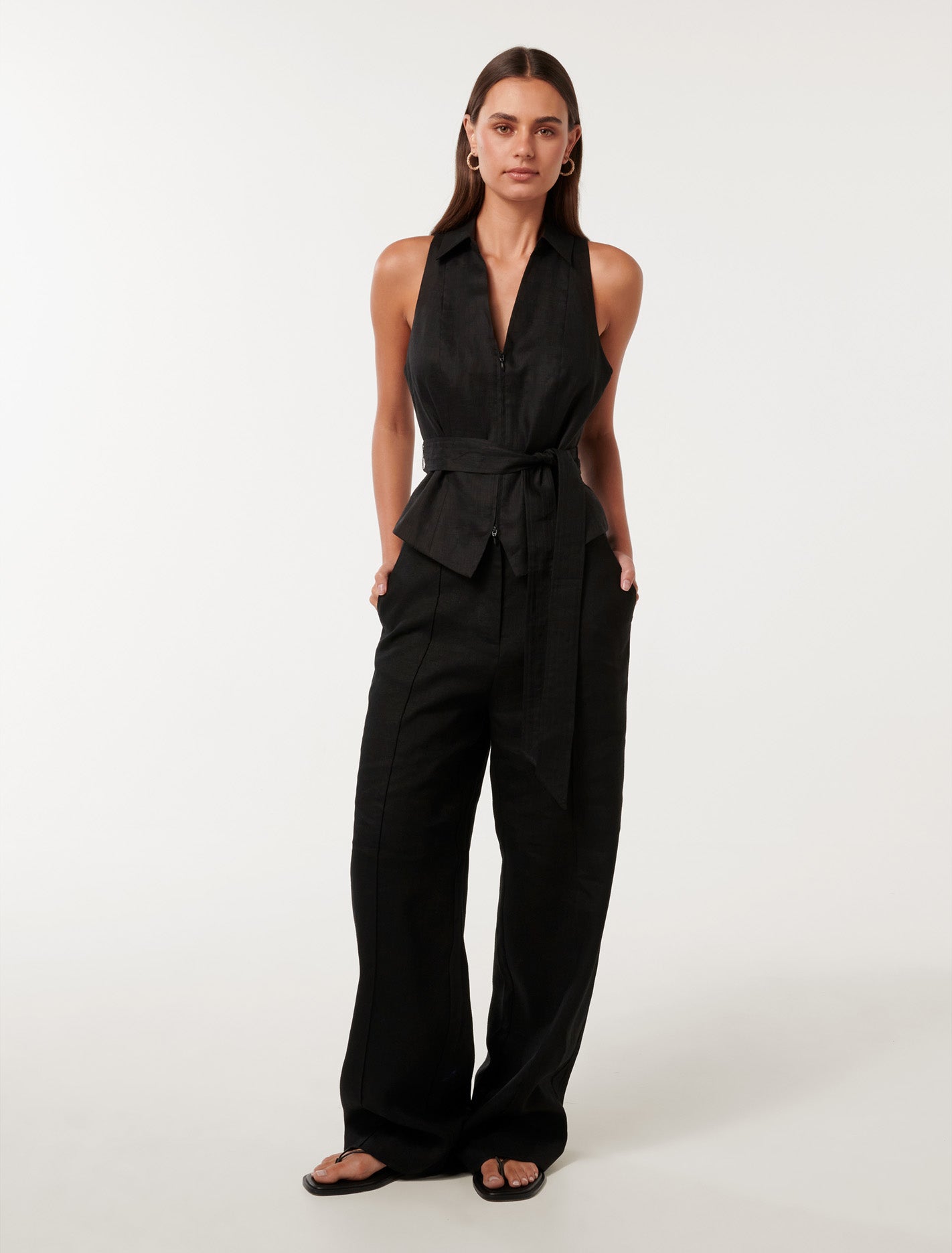 Daisy Tie Front Vest Black