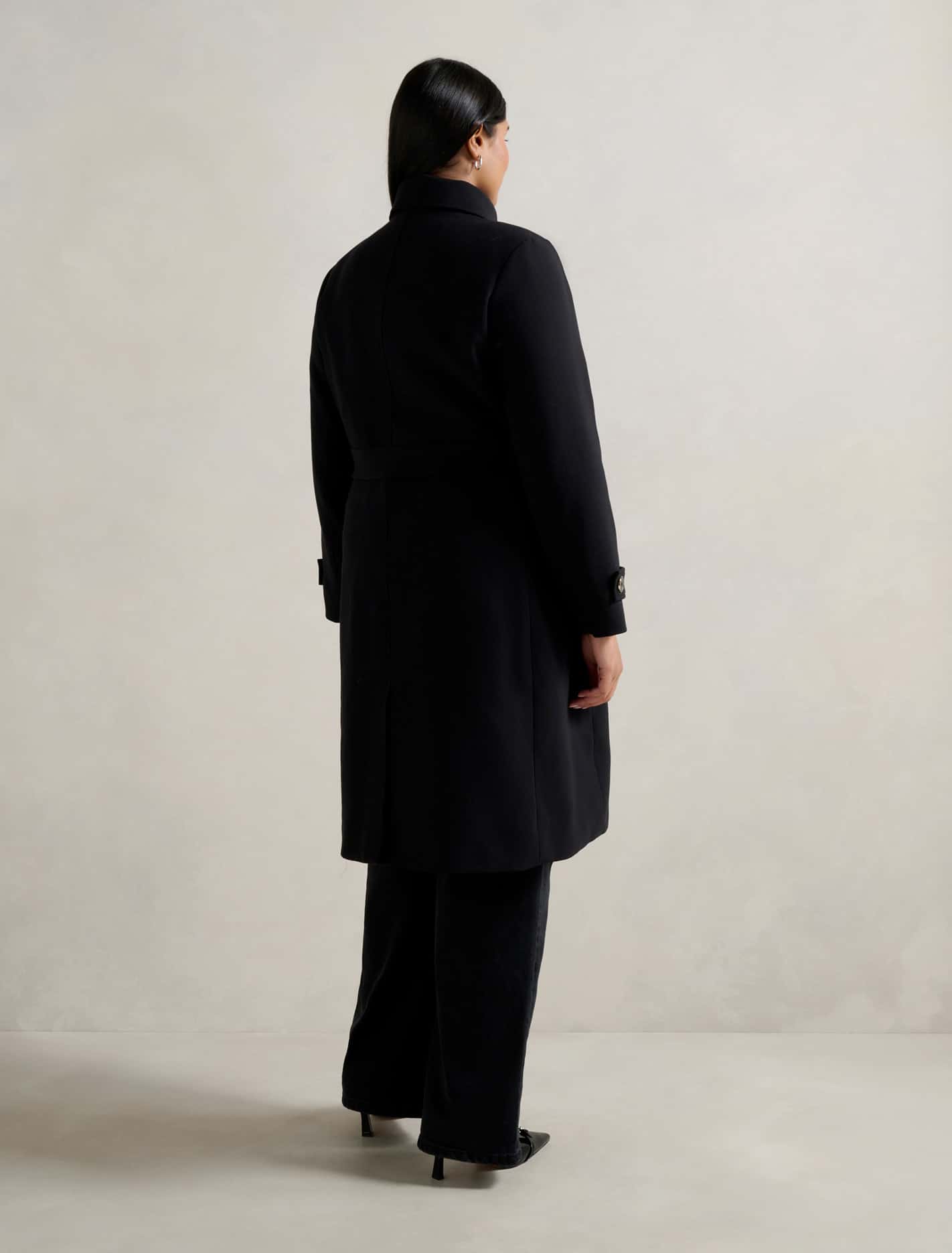 Tayla Curve Trench Coat Black