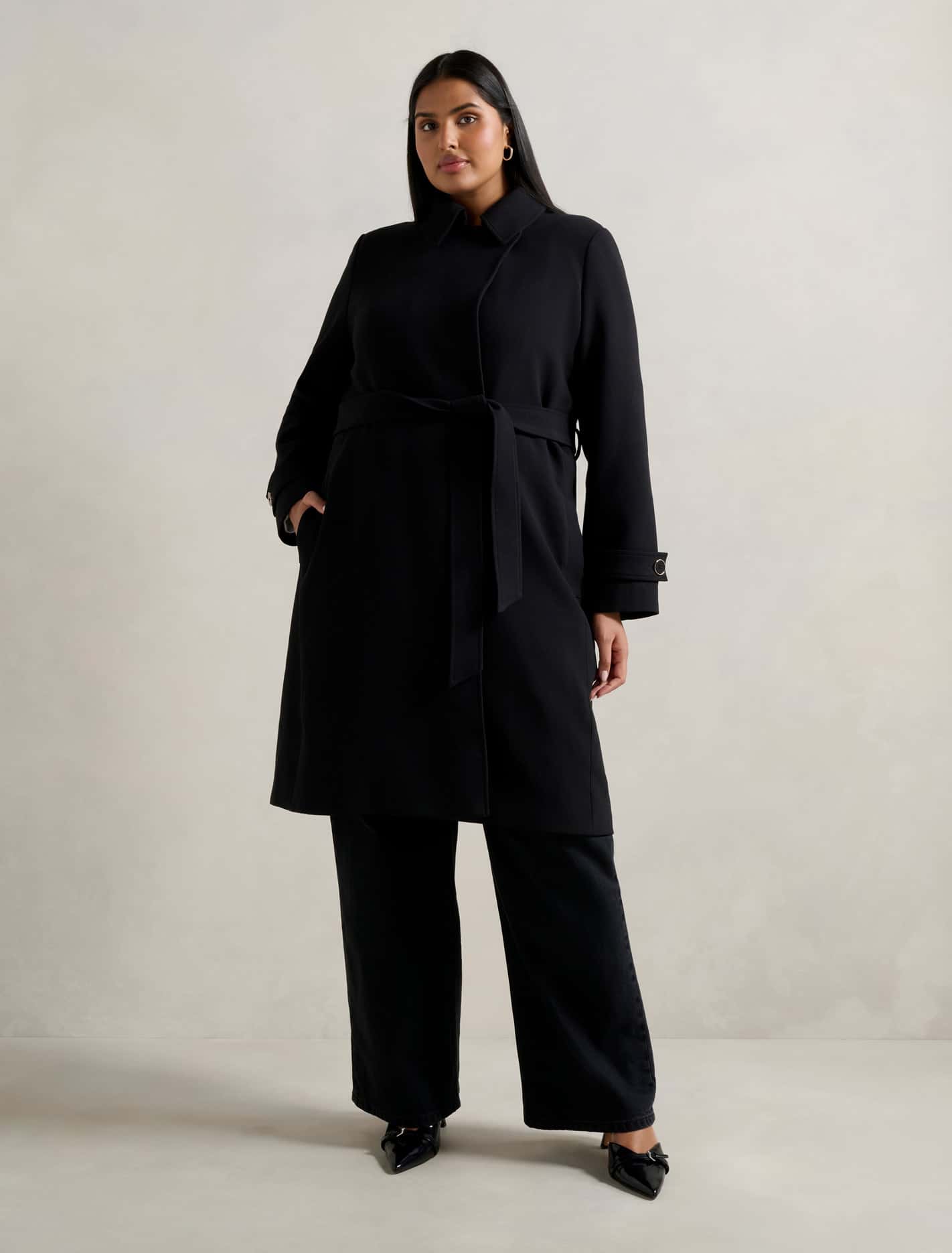 Tayla Curve Trench Coat Black