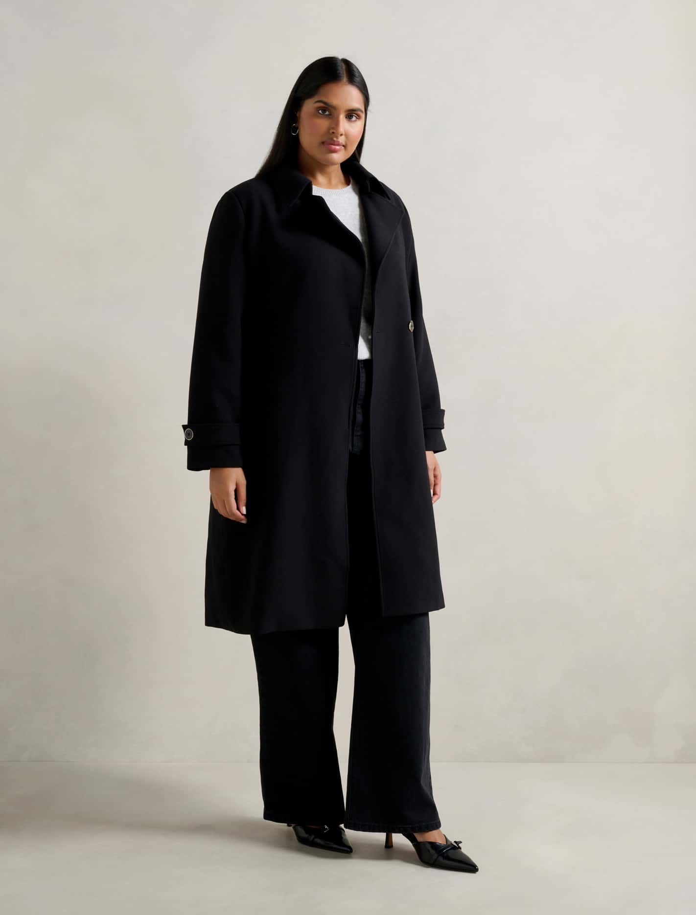 Tayla Curve Trench Coat Black